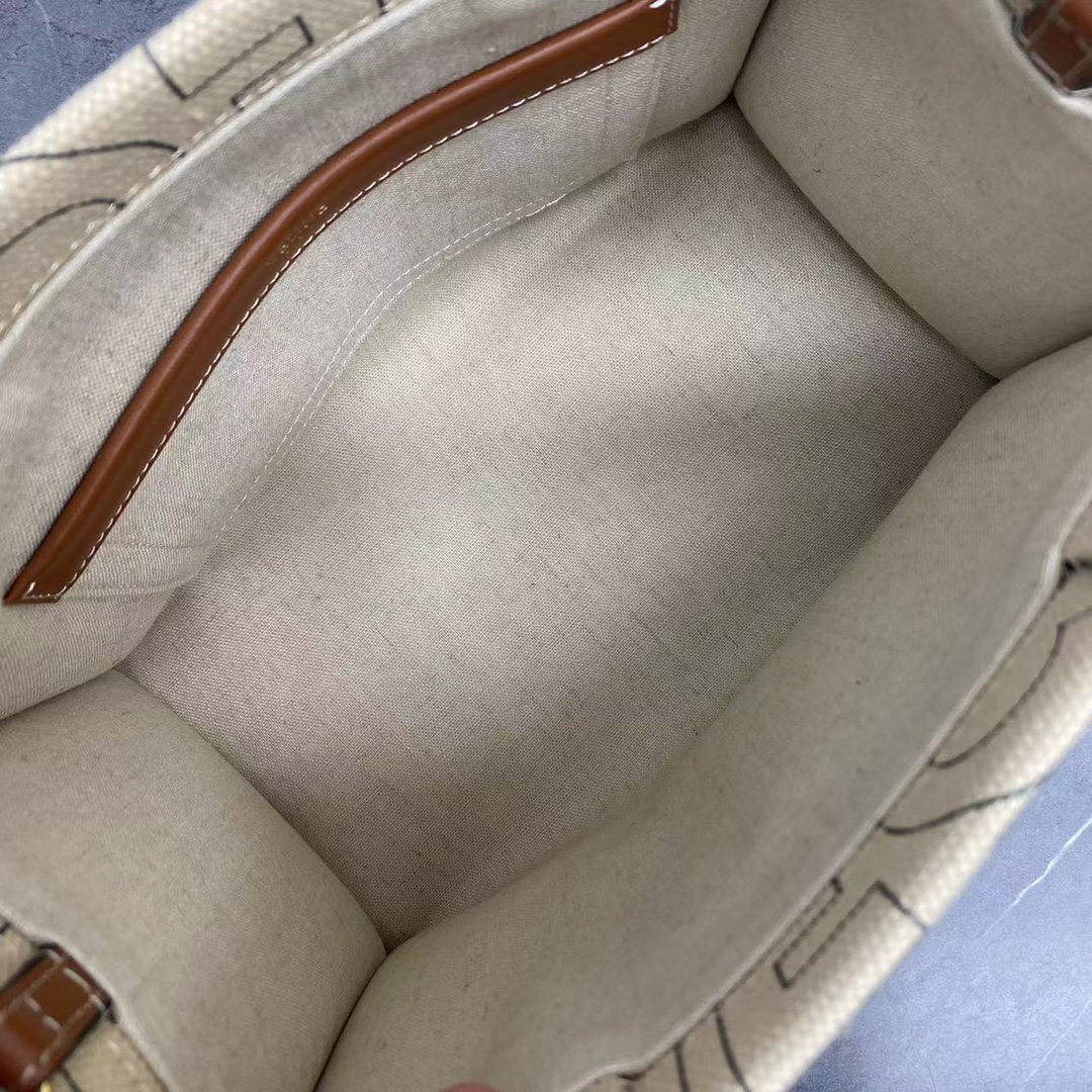 [TOP] CELINE CE New Fabric Tote Bag 26×19×13 cm - Yellowish Brown