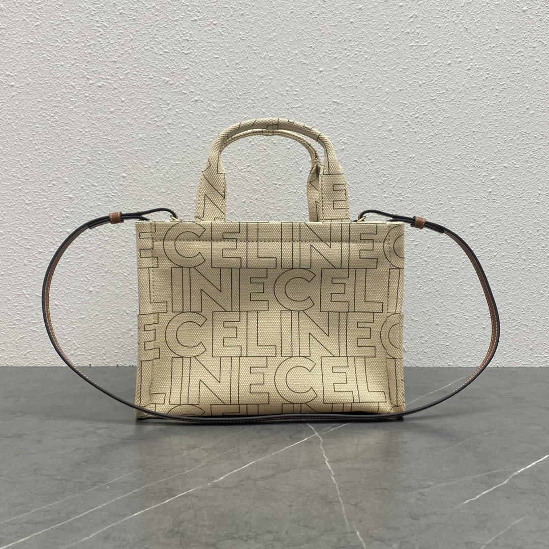 [TOP] CELINE CE New Fabric Tote Bag 26×19×13 cm - Yellowish Brown