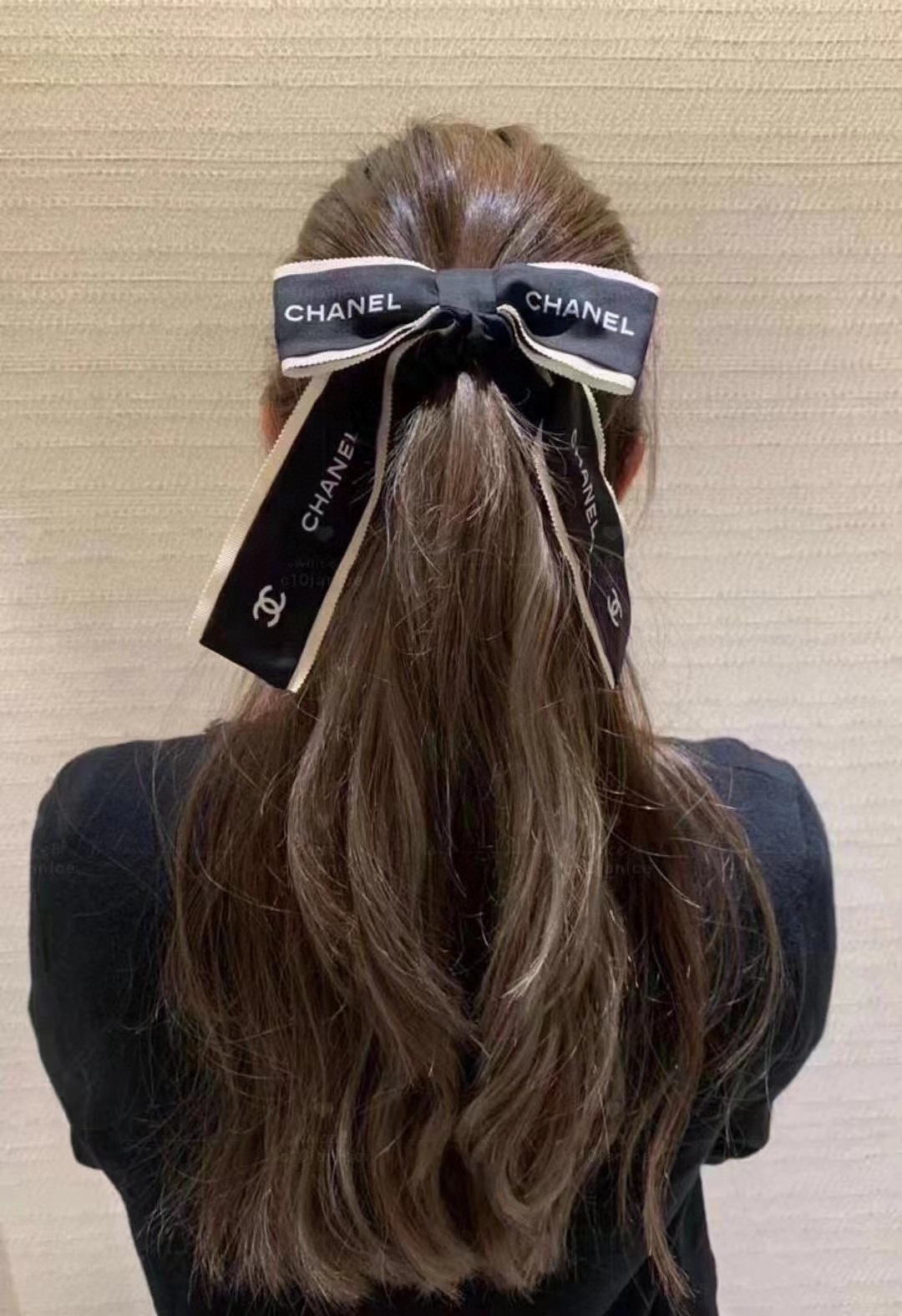 [TOP] CHANEL Bow Tie Hair Loop Ribbon - 2 Colour