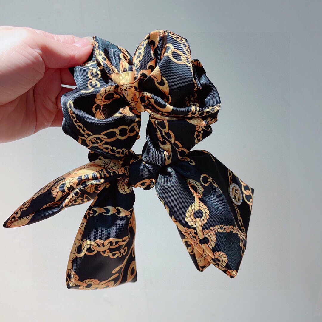 [TOP] HERMES Vintage Silk Bow Hair Loop - 2 Colour