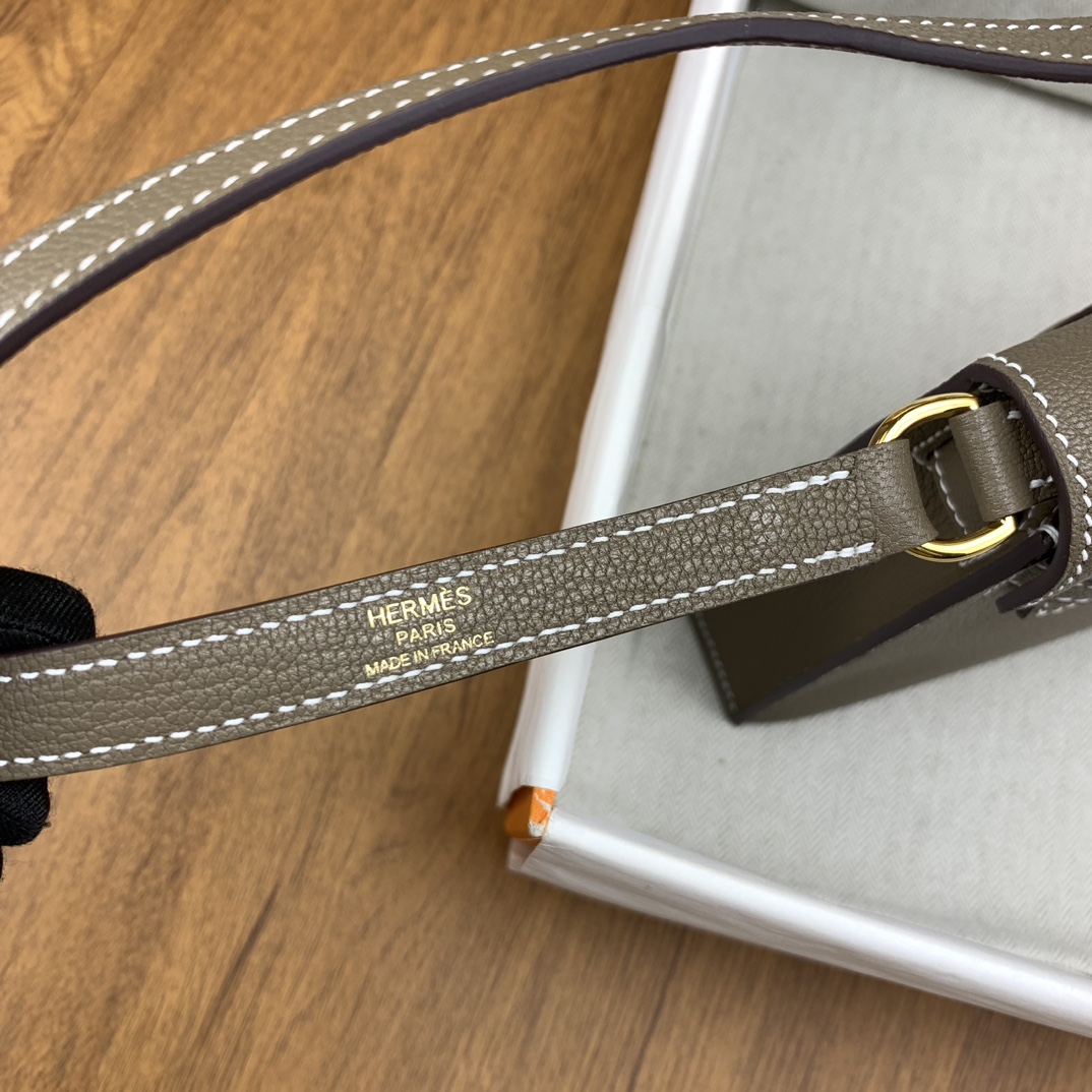 [TOP] HERMES Kelly Elan Chevre Leather Armpit Bag 27cm - Elephant Gray - GHW/SHW