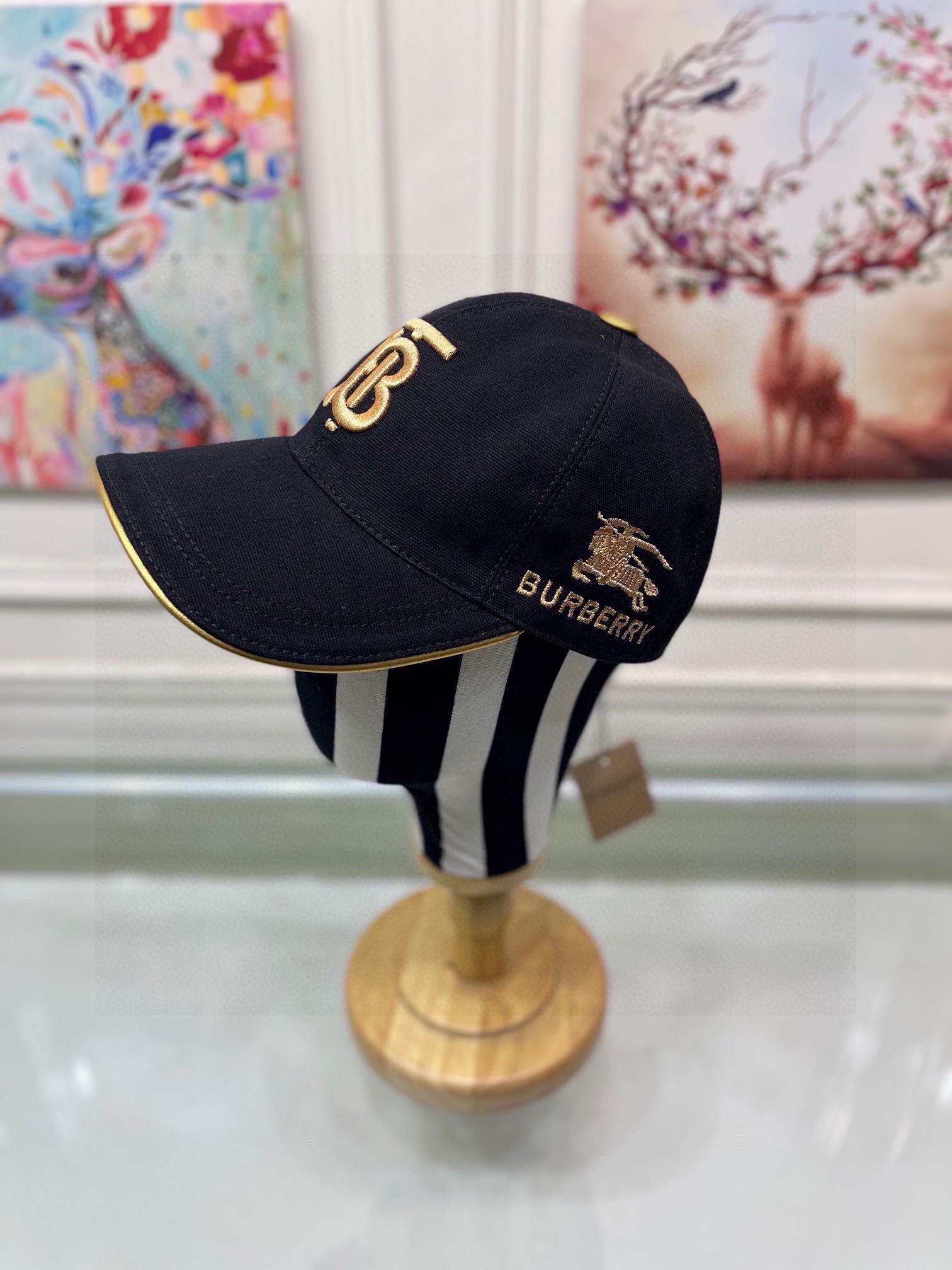 [TOP] BURBERRY Silk Fabric With Top Layer Cowhide Baseball Cap - 2 Colour