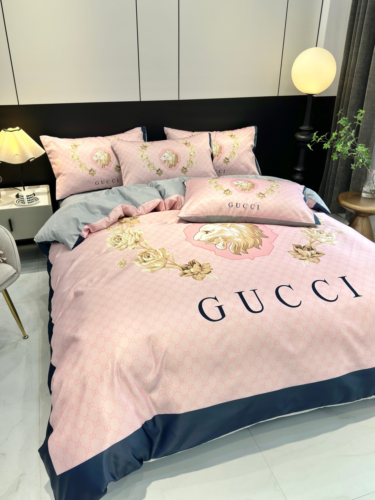 [TOP] GUCCI Washed Silk Printing Four-piece Set - Pink