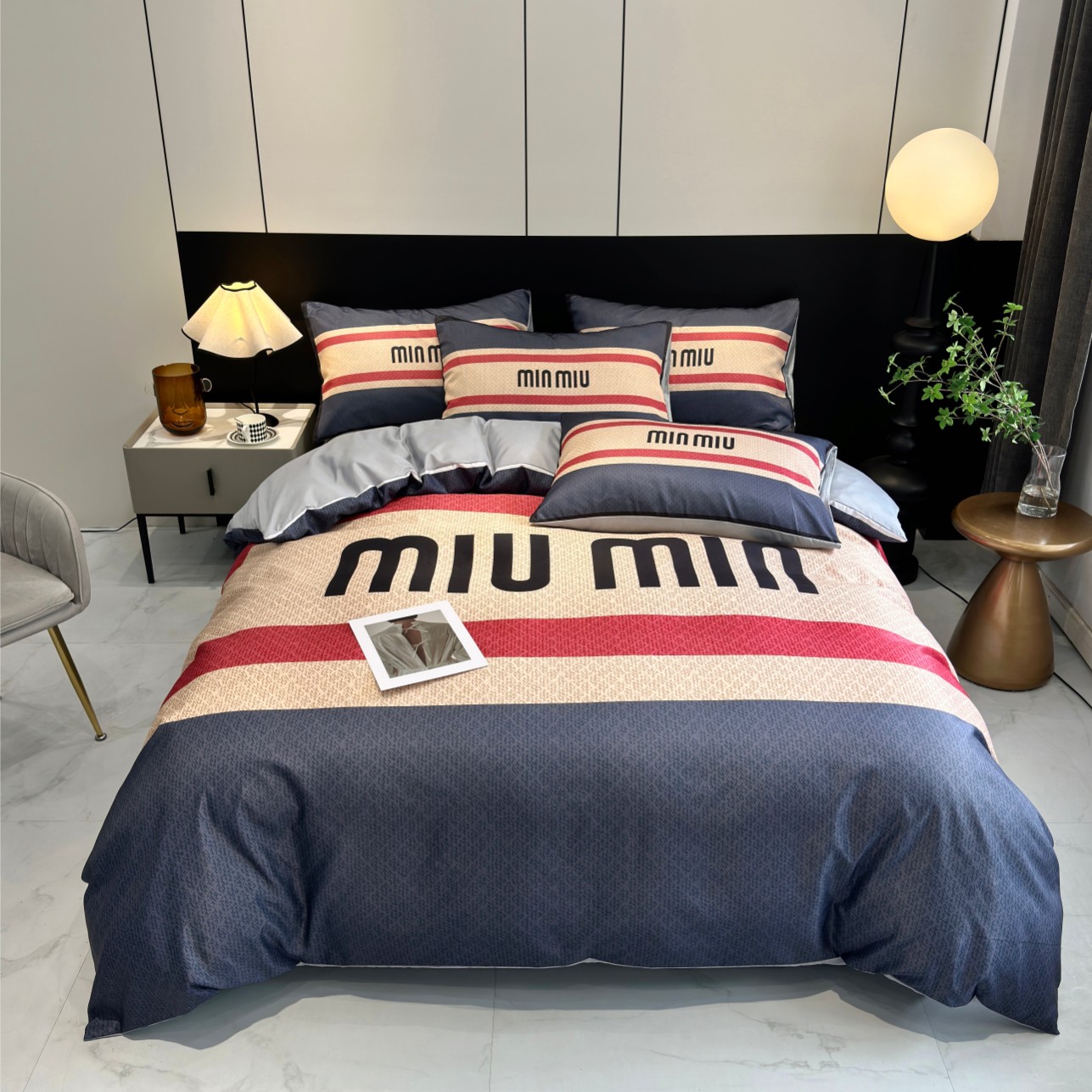 [TOP] Miu Miu Washed Silk Printing Four-piece Set