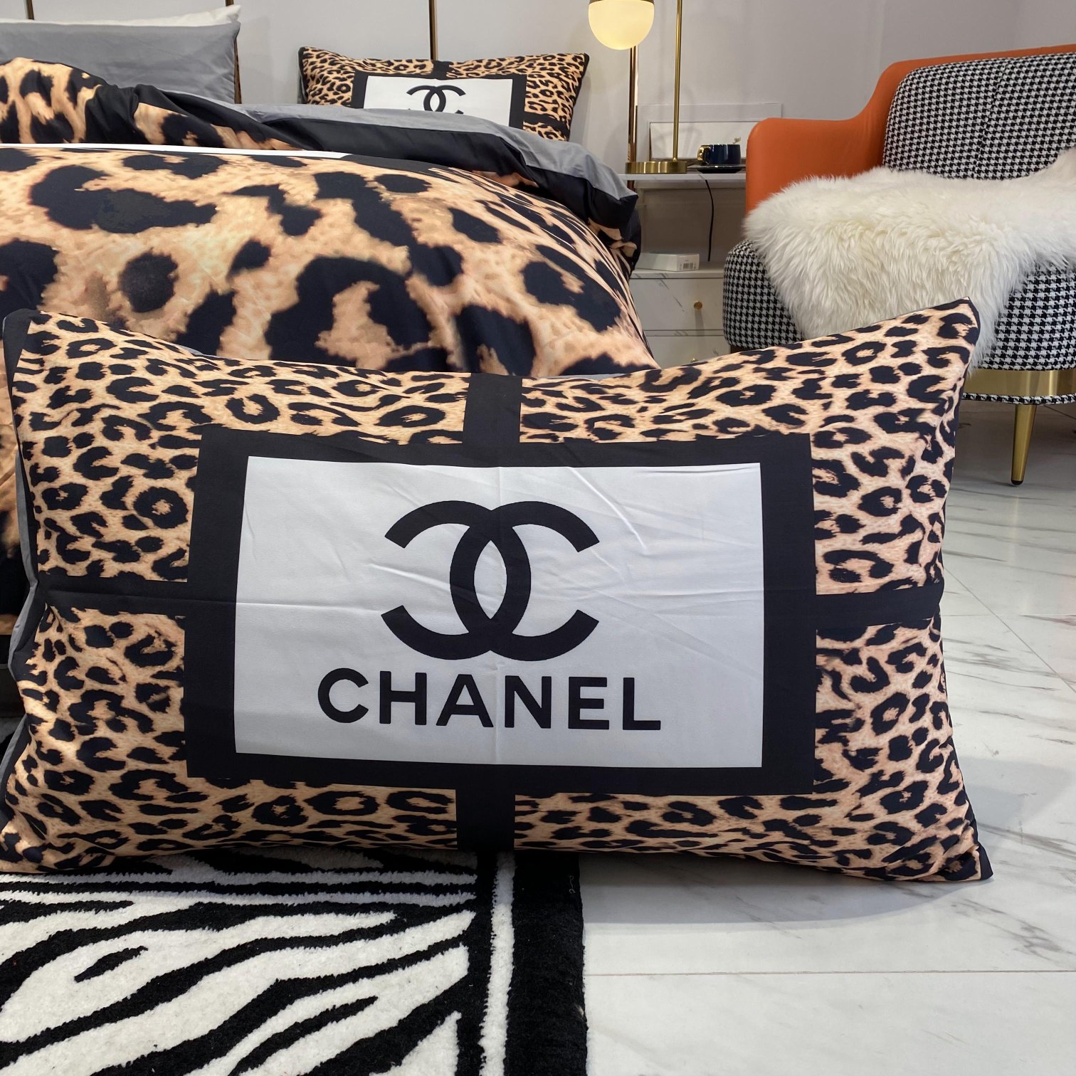 [TOP] CHANEL Cotton Leopard Printing Four-piece Set