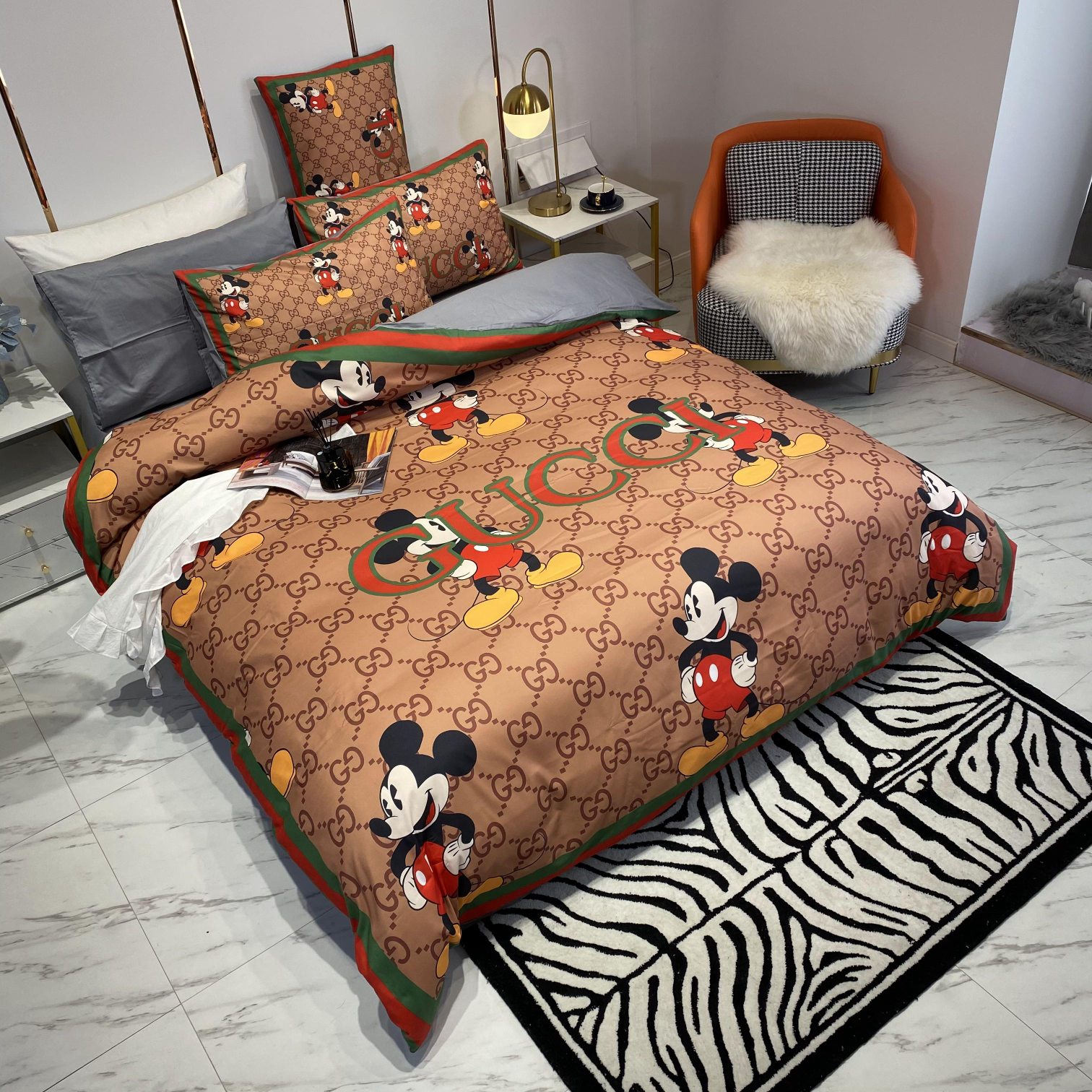 [TOP] GUCCI Cotton GG Mickey Printing Four-piece Set
