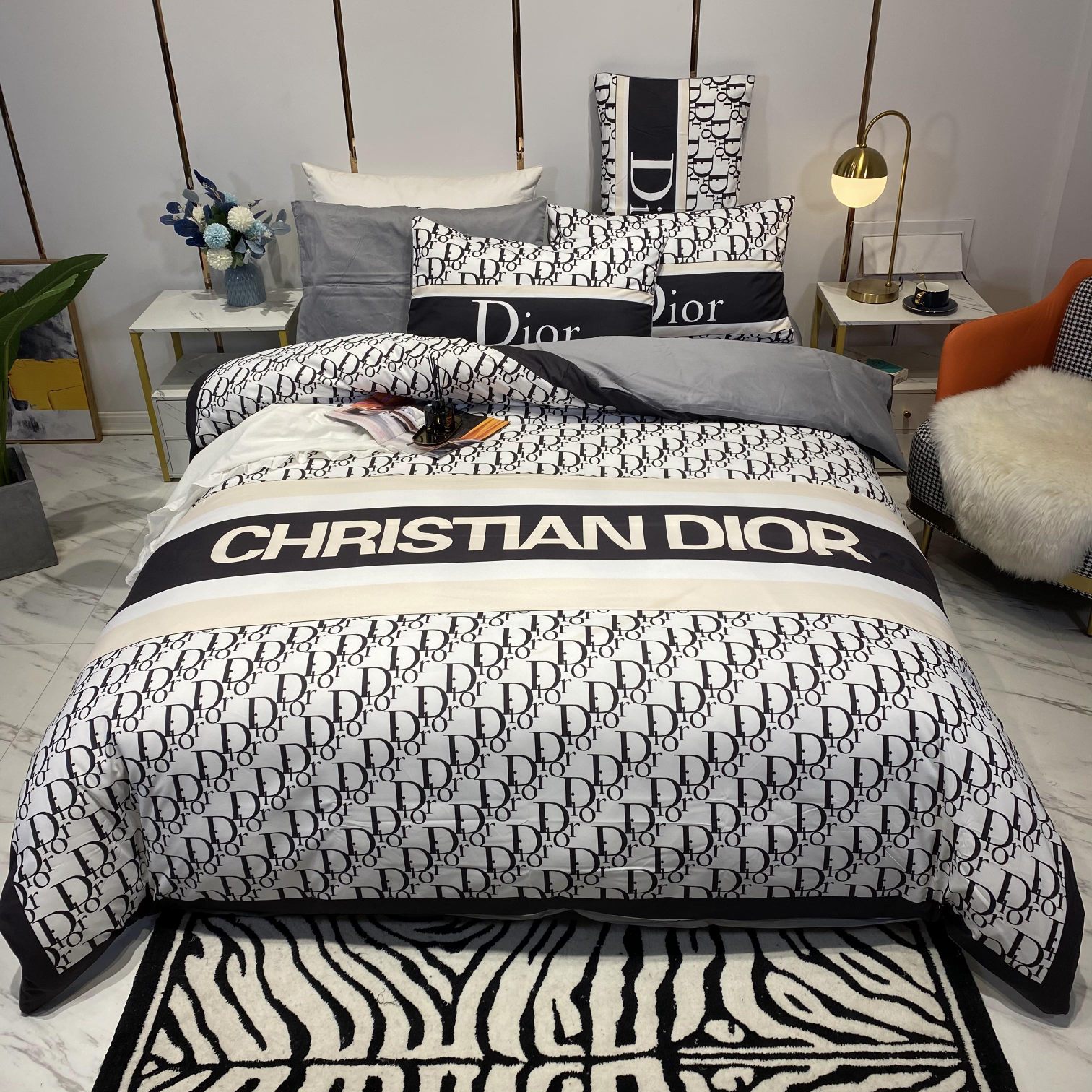 [TOP] Christian Dior Cotton Printing Four-piece Set