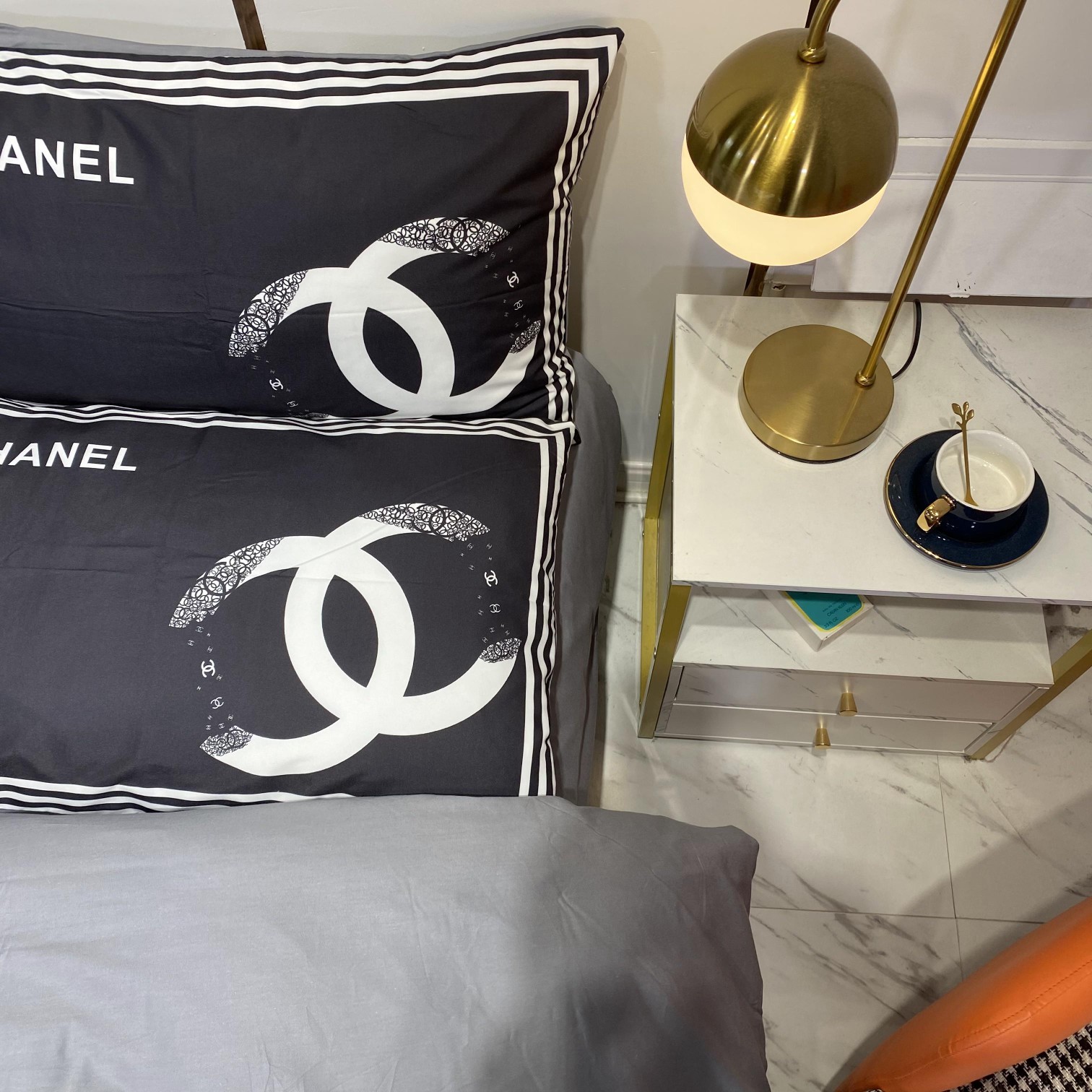 [TOP] CHANEL Cotton Printing Four-piece Set - Black
