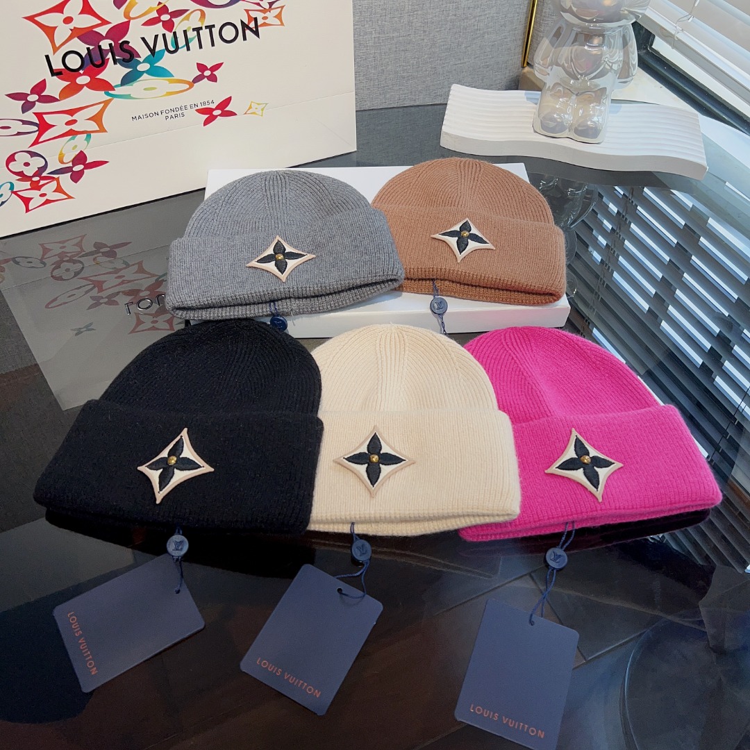 [TOP] Louis Vuitton LV Autumn And Winter Mixed Yarn Knitted Wool Hat - 5 Colors