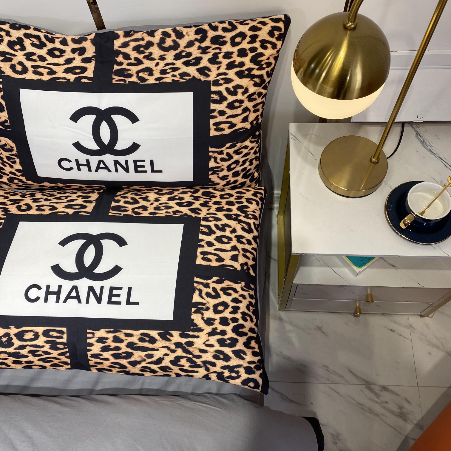 [TOP] CHANEL Cotton Leopard Printing Four-piece Set