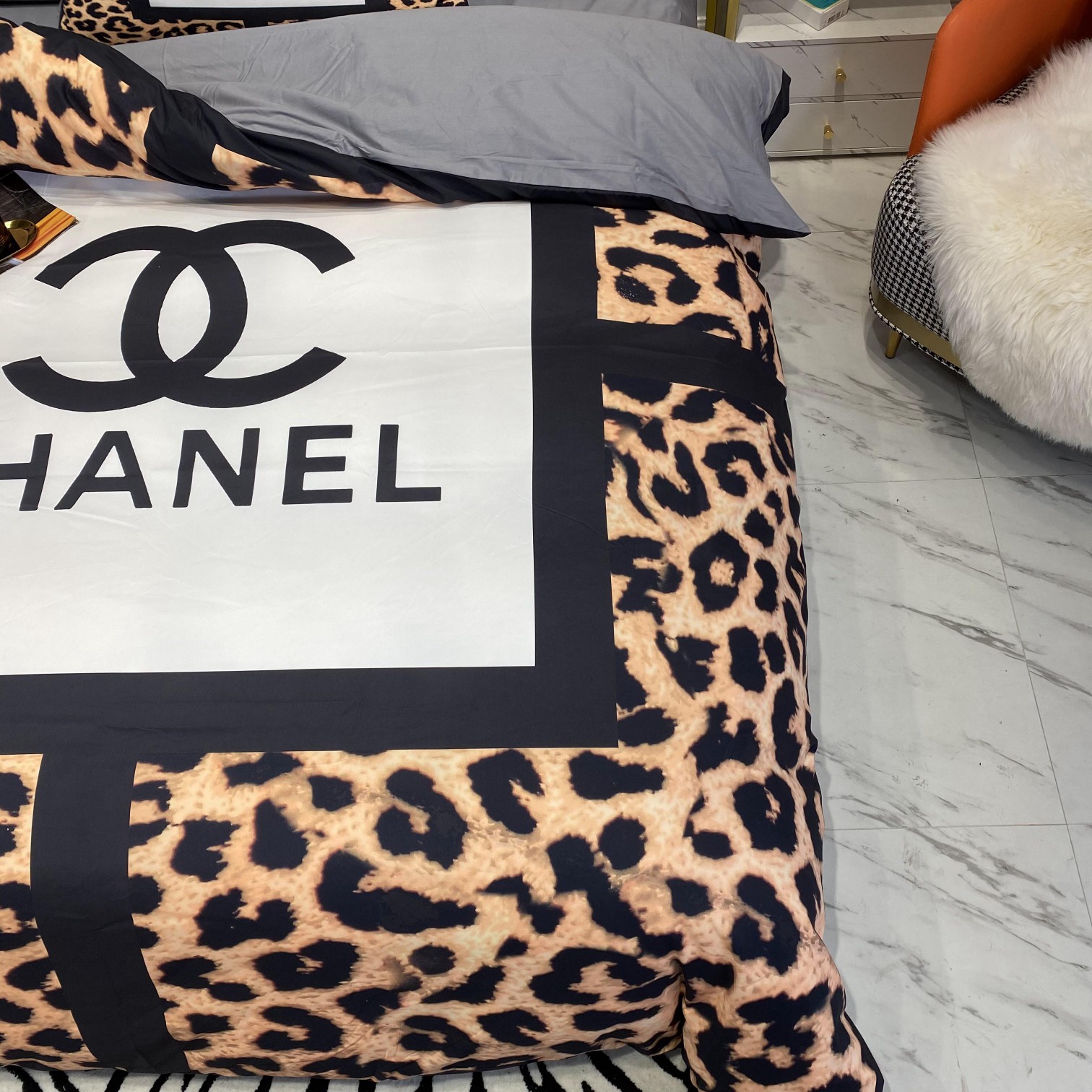 [TOP] CHANEL Cotton Leopard Printing Four-piece Set