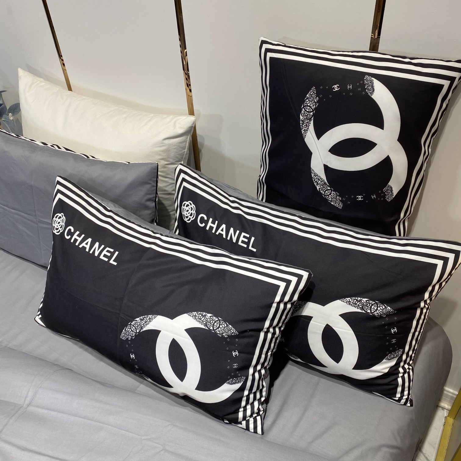 [TOP] CHANEL Cotton Printing Four-piece Set - Black