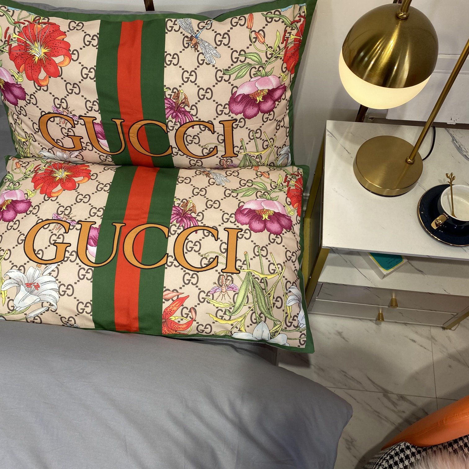 [TOP] GUCCI Cotton Flowers Printing Four-piece Set