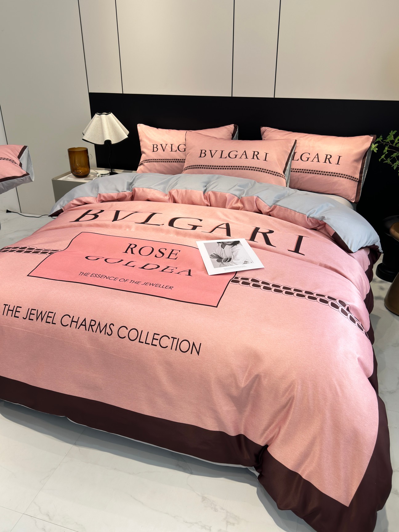[TOP] BVLGARI Washed Silk Printing Four-piece Set - Pink