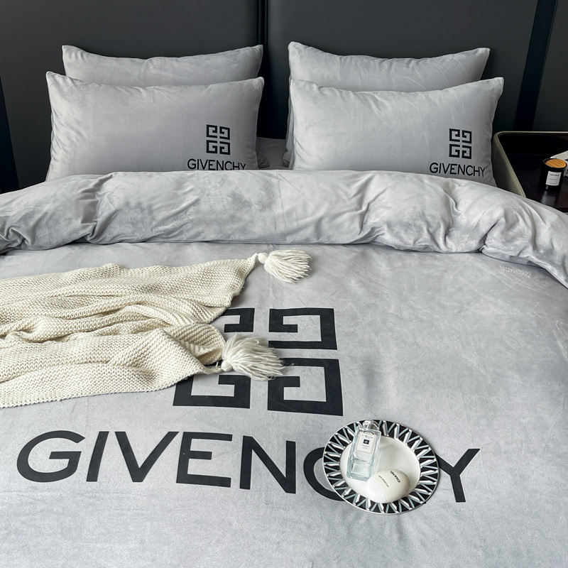 [TOP] GIVENCHY Crystal Velvet Table Printing Four-piece Set - Gray