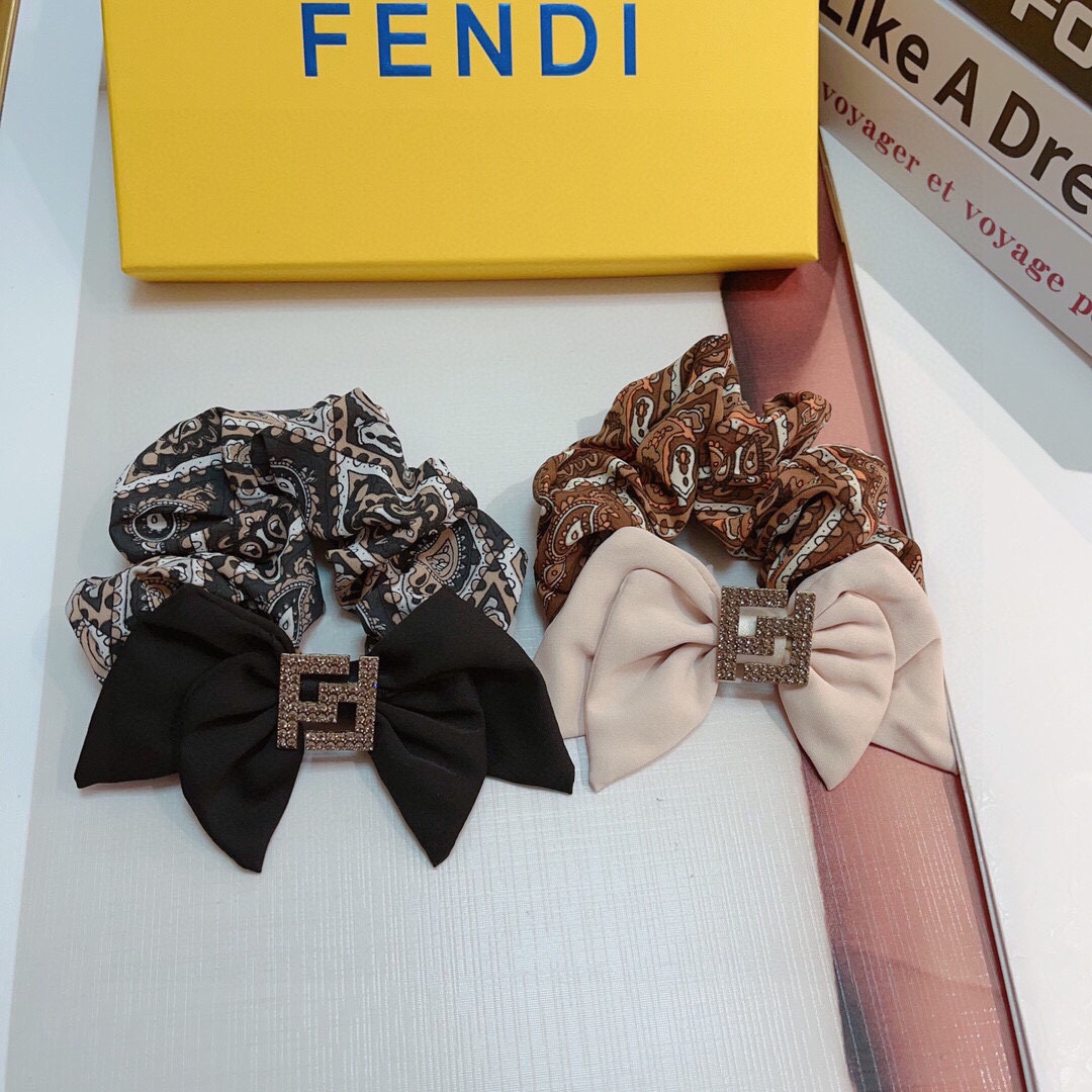 [TOP] FENDI Classic Double Bow Hair Loop - Two Colors