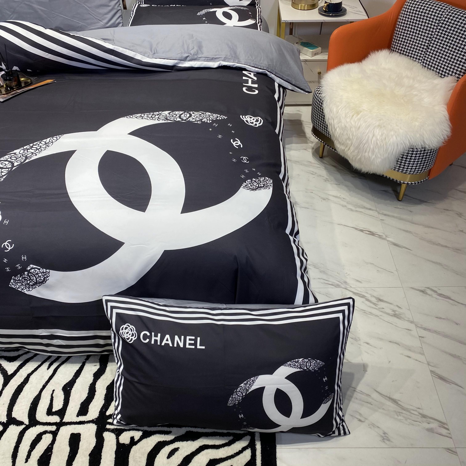 [TOP] CHANEL Cotton Printing Four-piece Set - Black