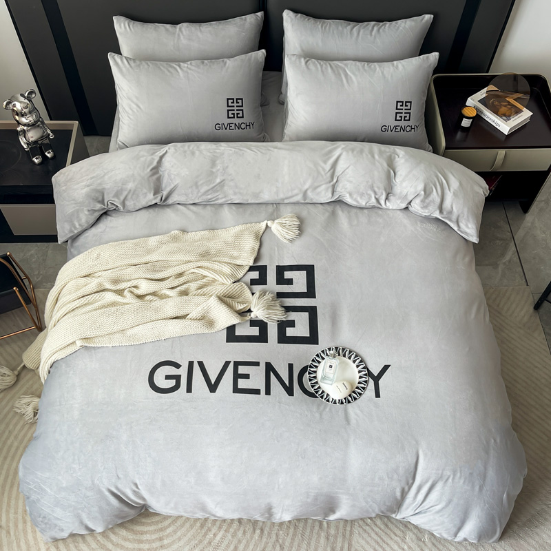 [TOP] GIVENCHY Crystal Velvet Table Printing Four-piece Set - Gray