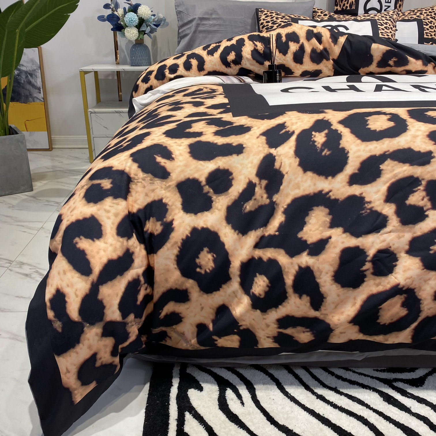 [TOP] CHANEL Cotton Leopard Printing Four-piece Set