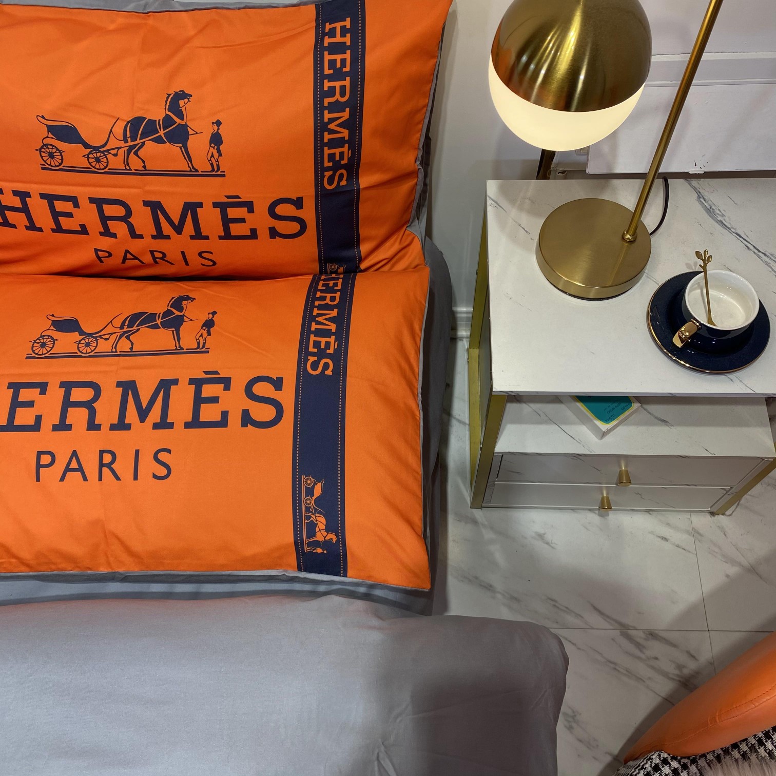 [TOP] HERMES Cotton Printing Four-piece Set