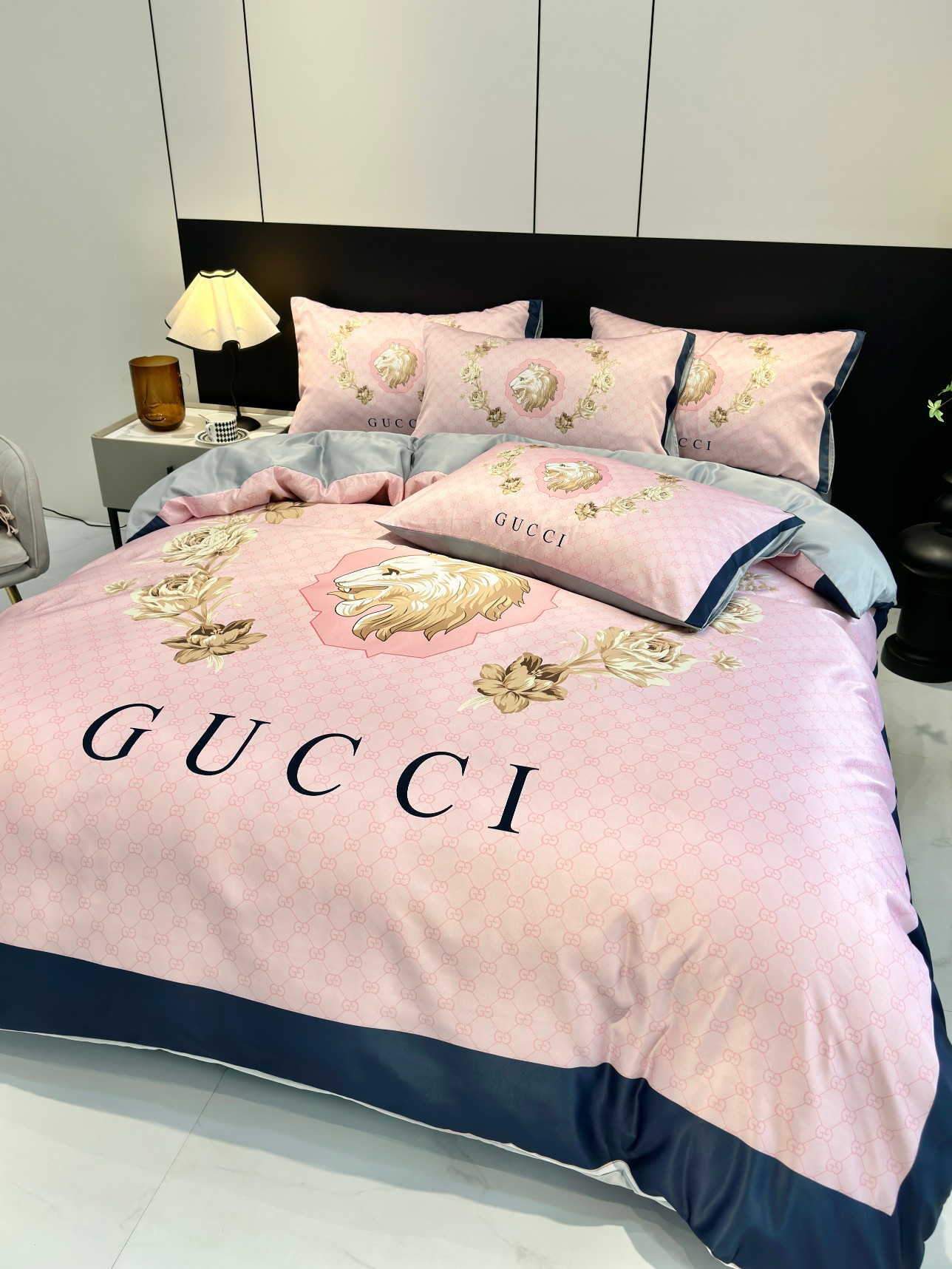 [TOP] GUCCI Washed Silk Printing Four-piece Set - Pink