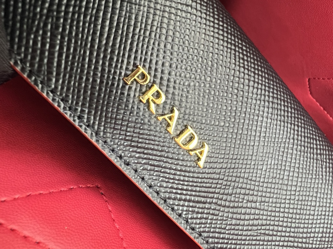 [TOP] PRADA Galleria Bag Saffiano leather Pepper Shopping Bag Micro 33X25X14.5 CM - Black