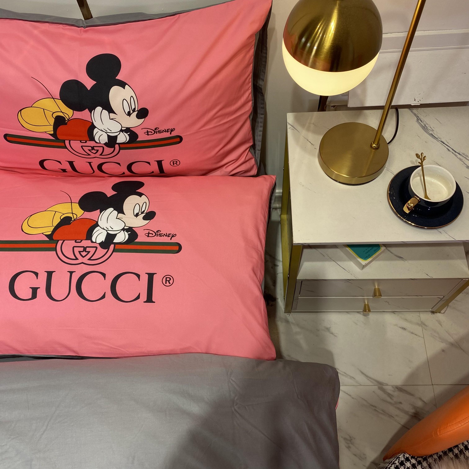 [TOP] GUCCI Cotton Mickey Printing Four-piece Set - Pink