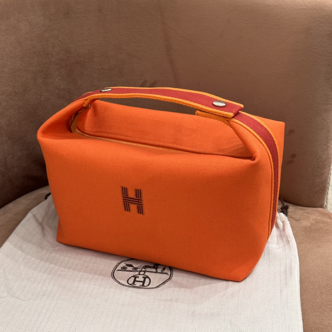 [TOP] HERMES Embroidered H logo Lunch Box Bag Large  25cm - Five Colors