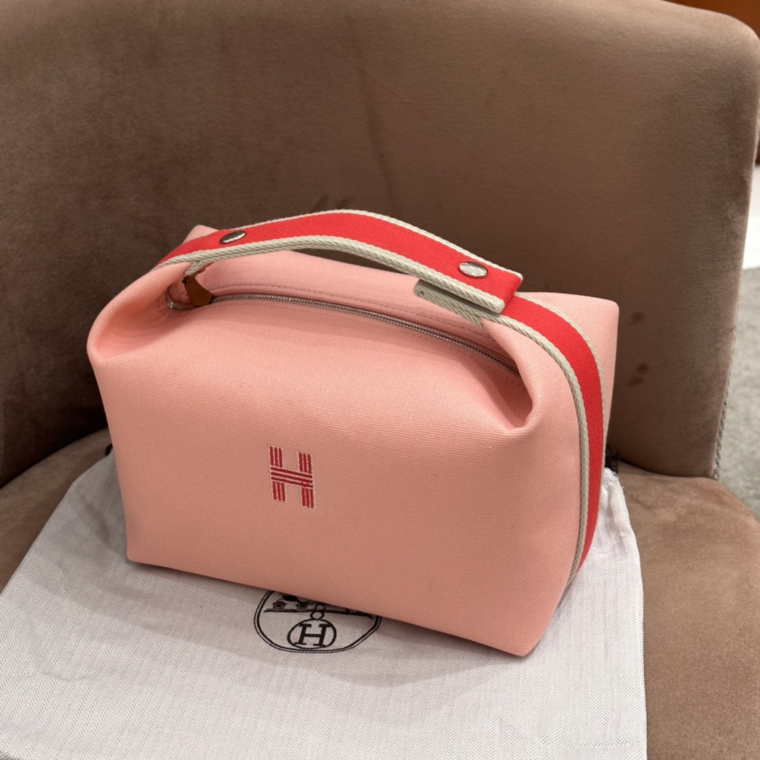 [TOP] HERMES Embroidered H logo Lunch Box Bag Large  25cm - Five Colors