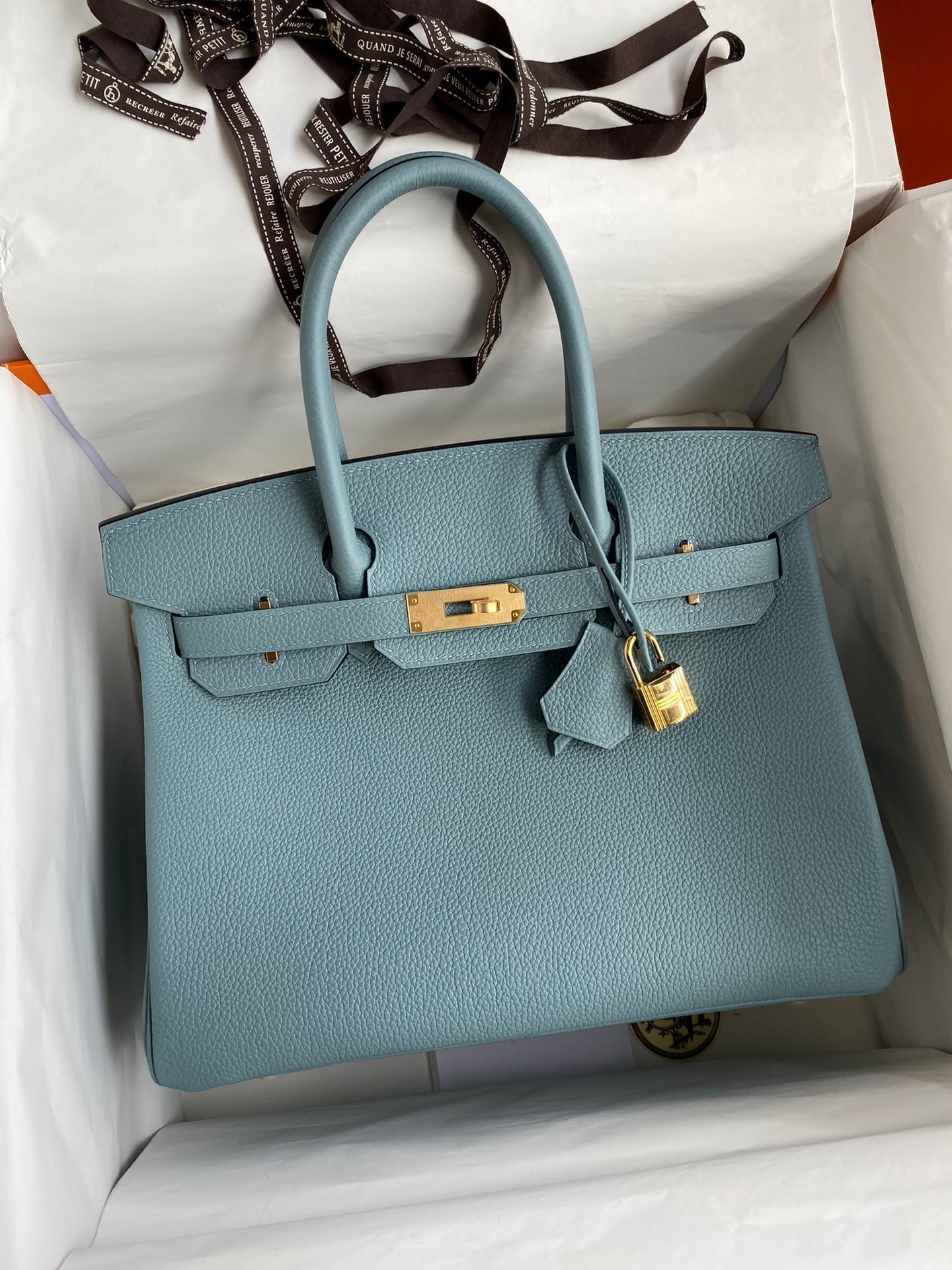 [TOP] HERMES Birkin Bag 30 cm - Azure&Malachite green - GHW