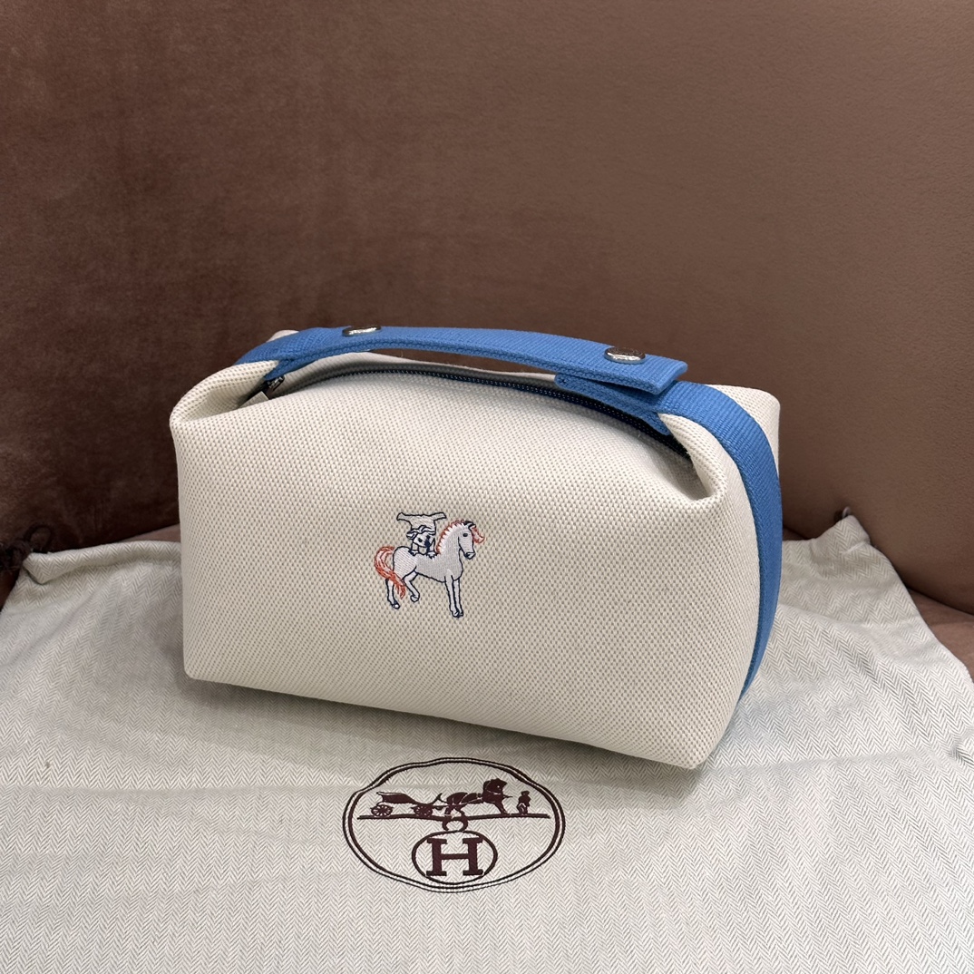 [TOP] HERMES Embroidered Horse Logo Lunch Box Bag Small  21cm - Four Colors