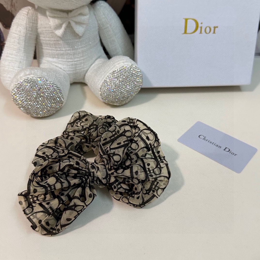 [TOP] Christian Dior Organza Dark Patterned Hair Loop