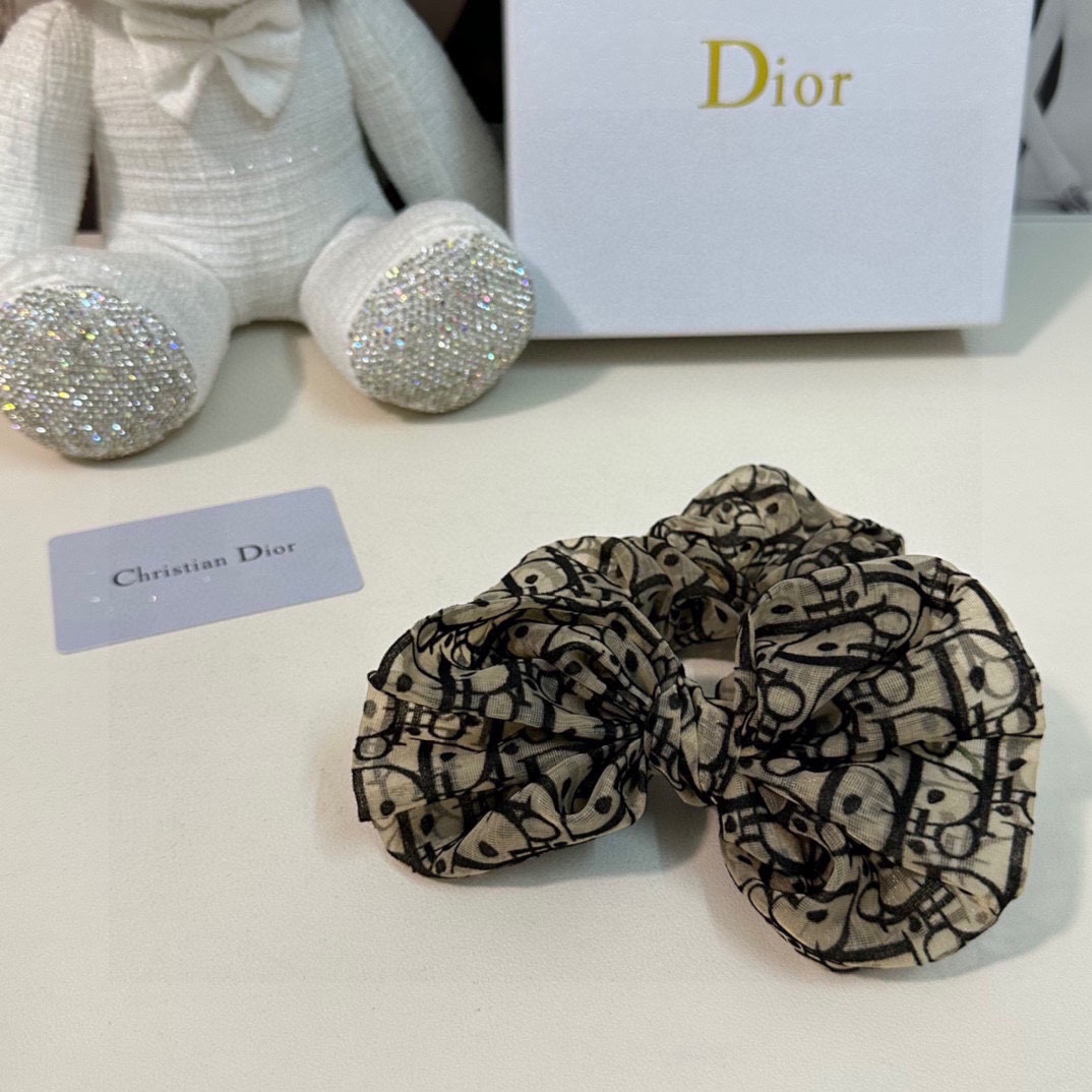 [TOP] Christian Dior Organza Dark Patterned Hair Loop