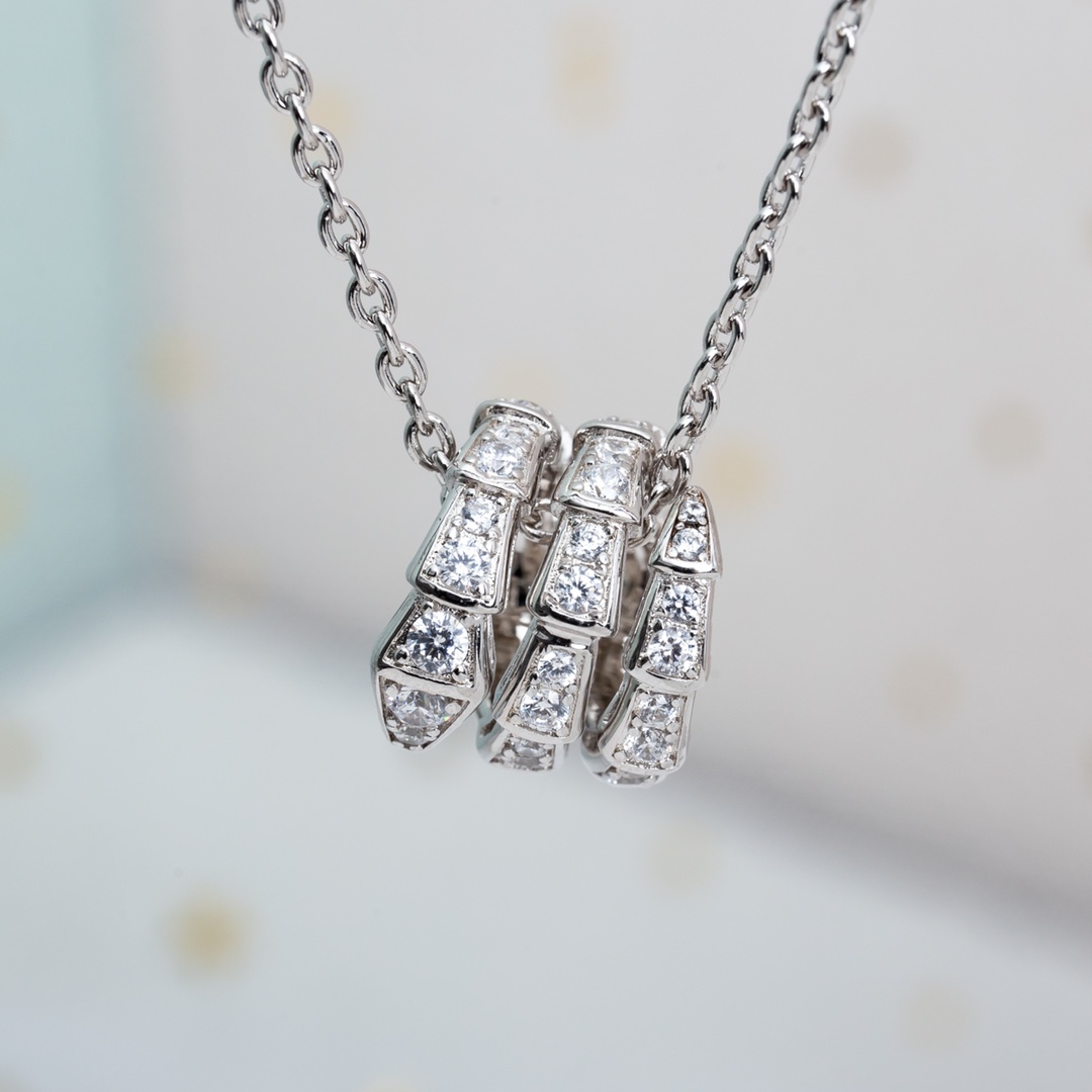 [TOP] BVLGARI Full Diamond Snake Bone Necklace - 2 Colors