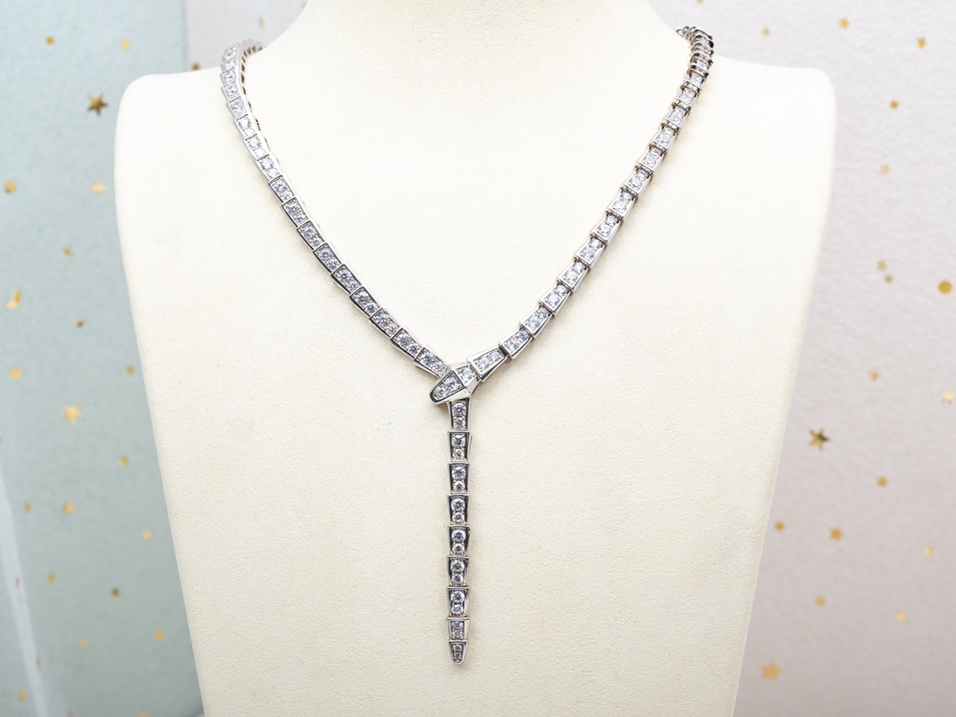 [TOP] BVLGARI Full Diamond Snake Necklace