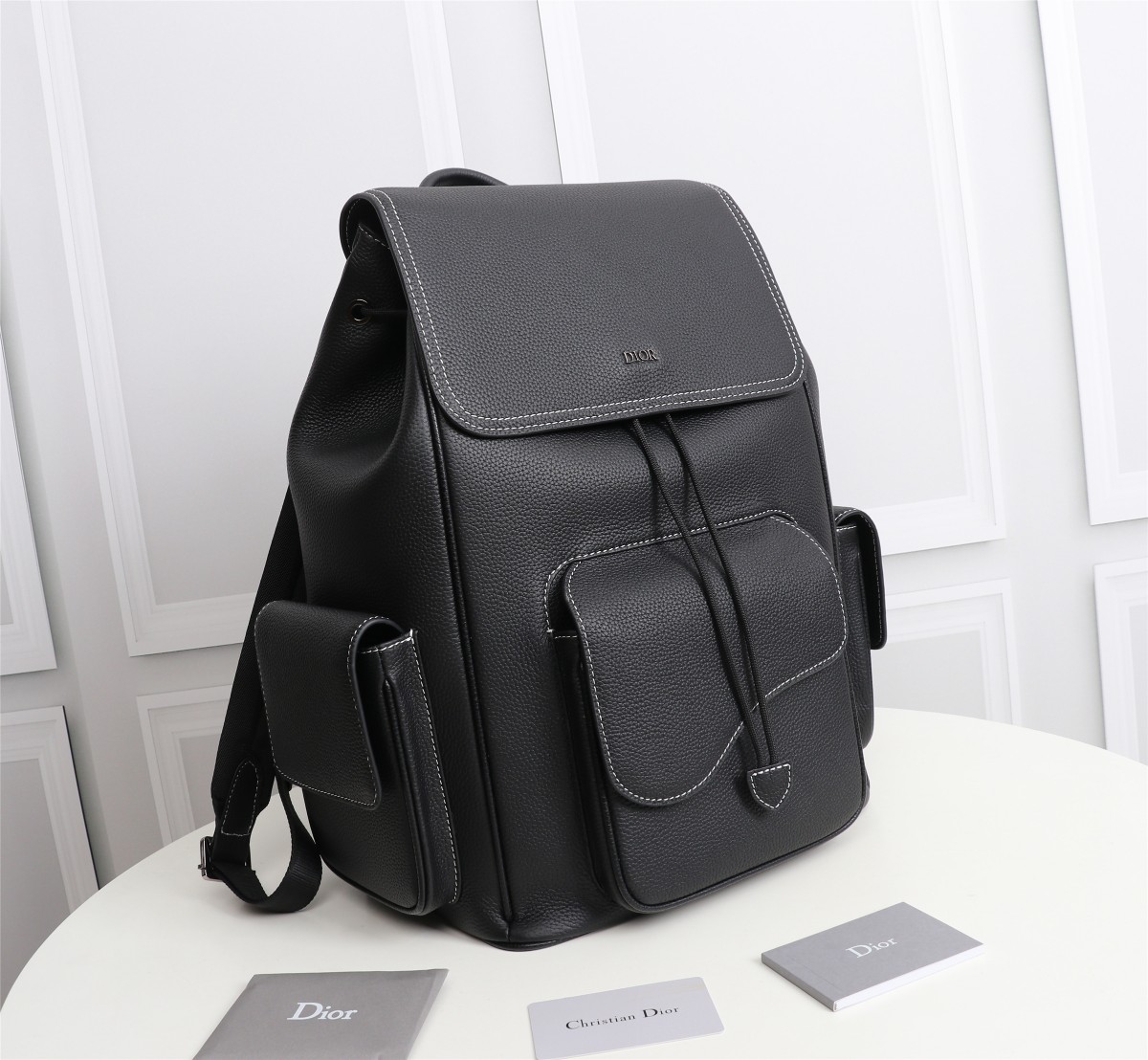 [TOP] Christian Dior saddle Grain Backpack 26.5×41.5×17.5 cm - Black