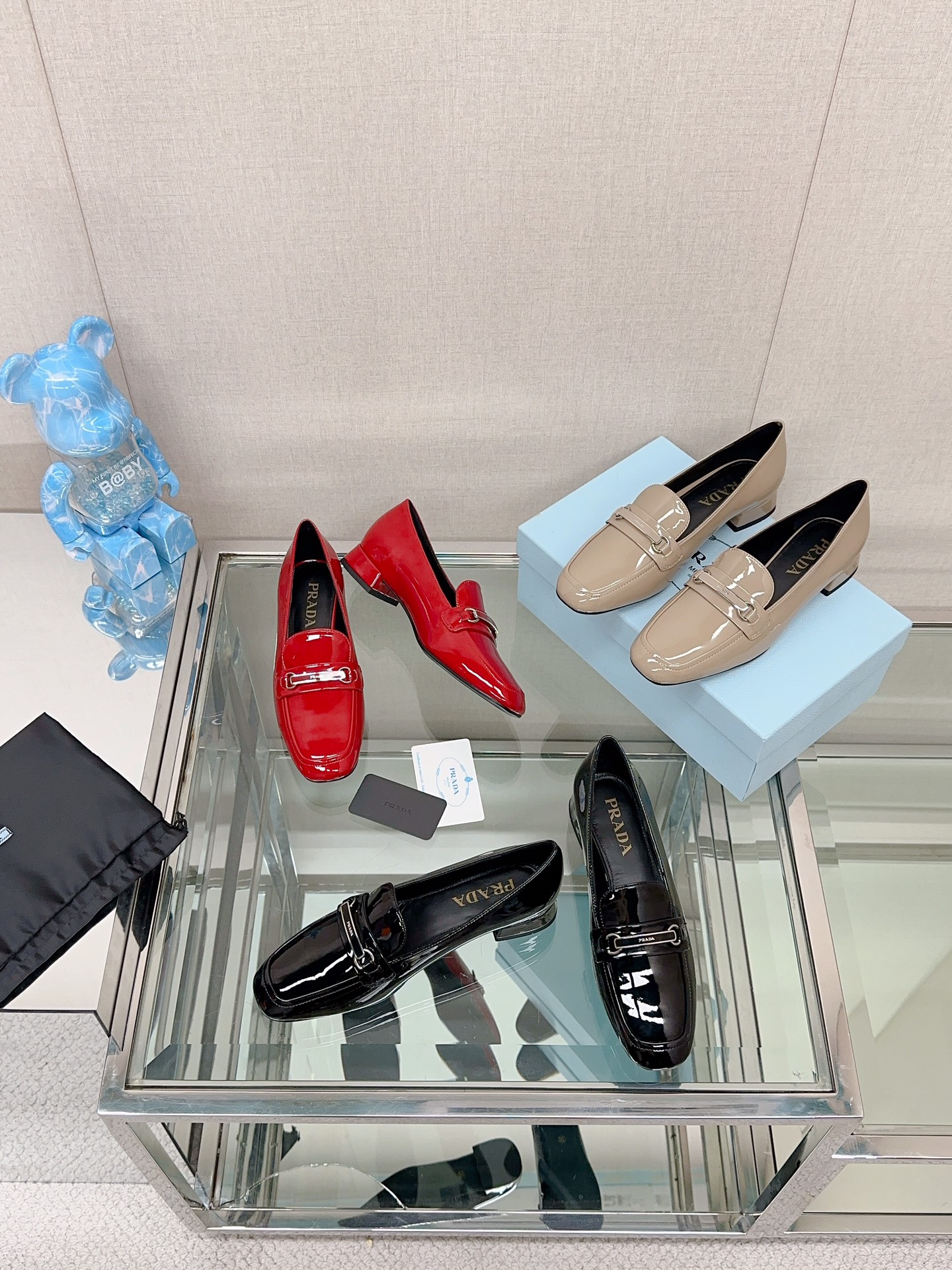 [Top] PRADA Thick Heeled Square Toe Single Shoes - 3 Colors