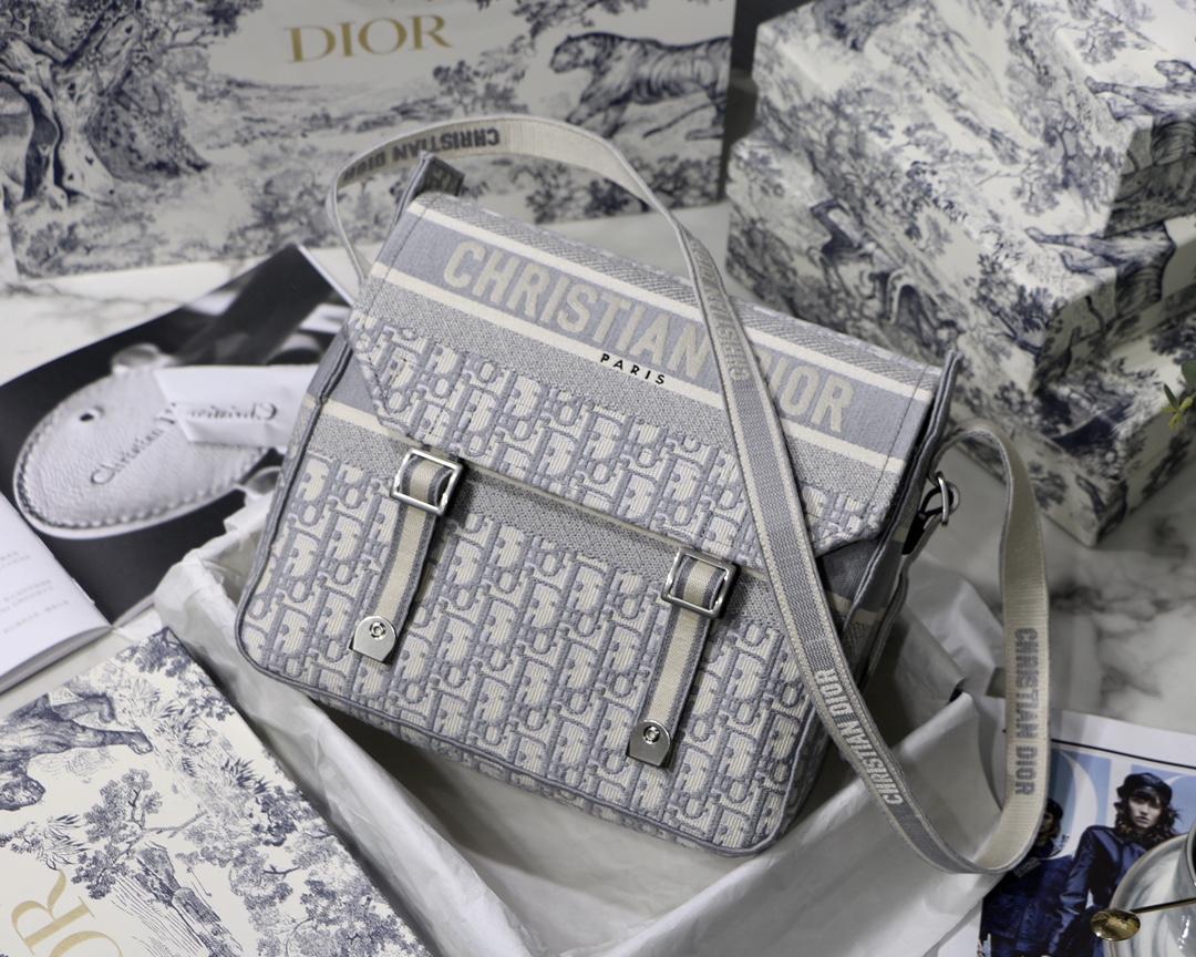 [TOP] Christian Dior Camp Oblique Bag Medium 27x28x11CM - Grey