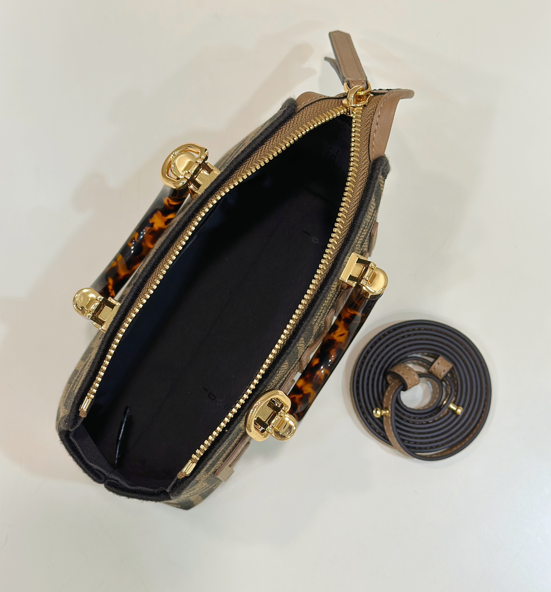 [TOP] FENDI By The Way Mini Bag In Denim Boston Bag - Brown