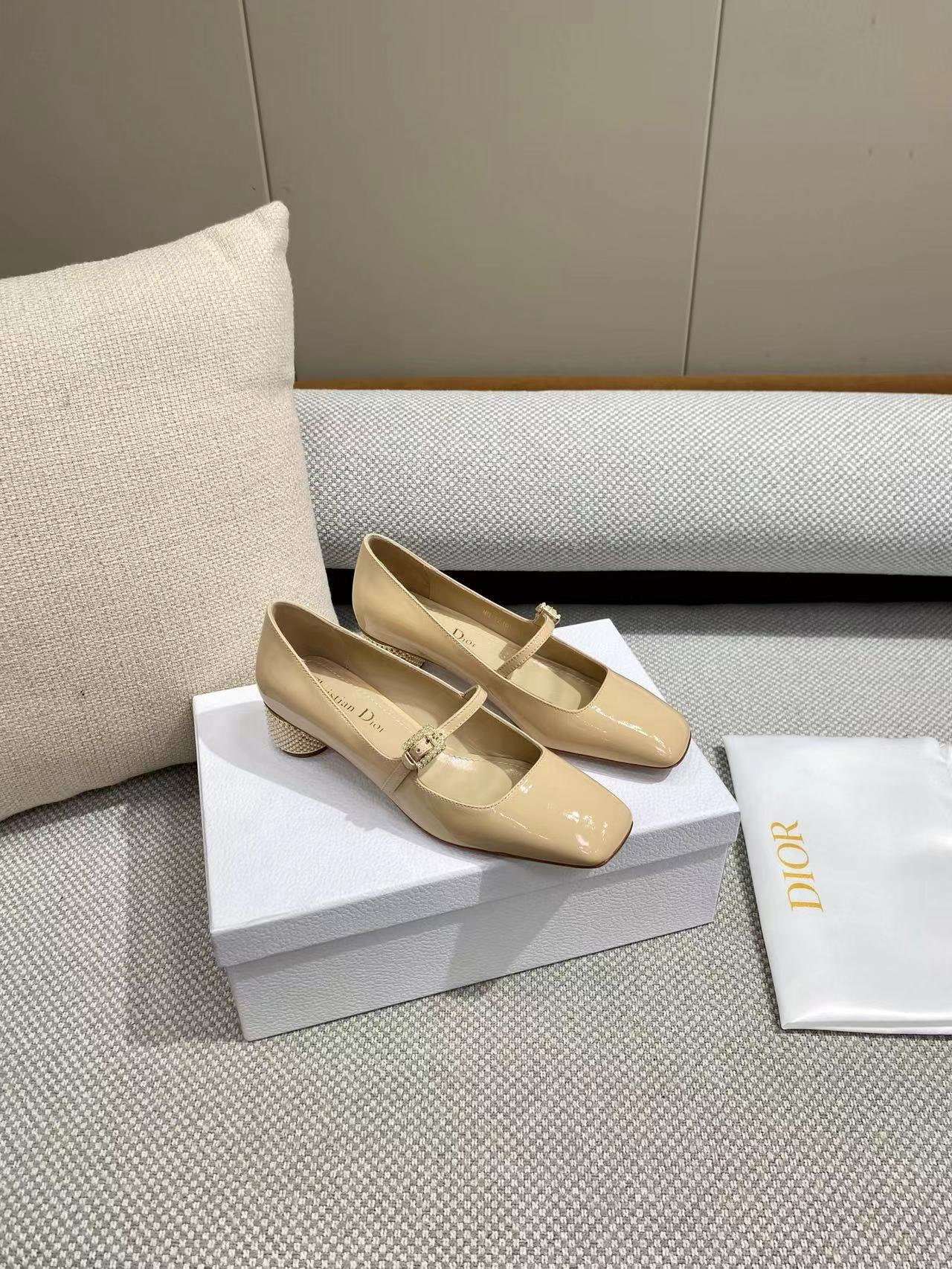 [TOP] Christian Dior Imported Leather Soles And Square Toe Shoes - 2 Colors - 4cm