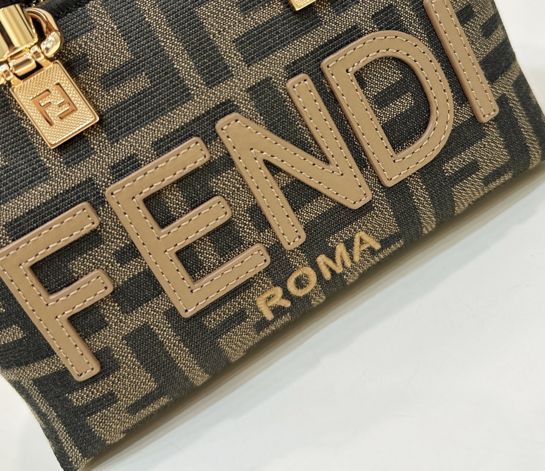 [TOP] FENDI By The Way Mini Bag In Denim Boston Bag - Brown