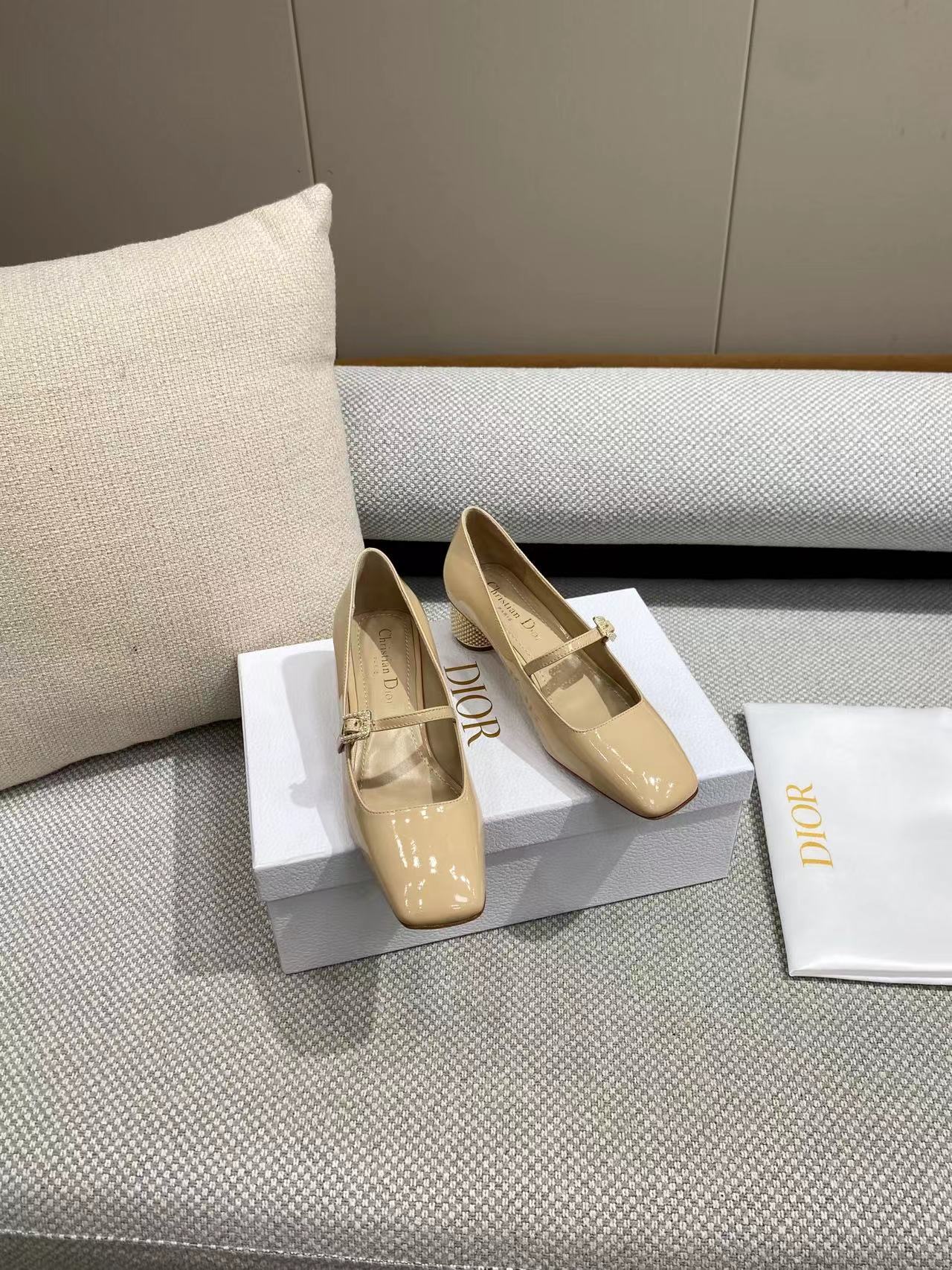 [TOP] Christian Dior Imported Leather Soles And Square Toe Shoes - 2 Colors - 4cm