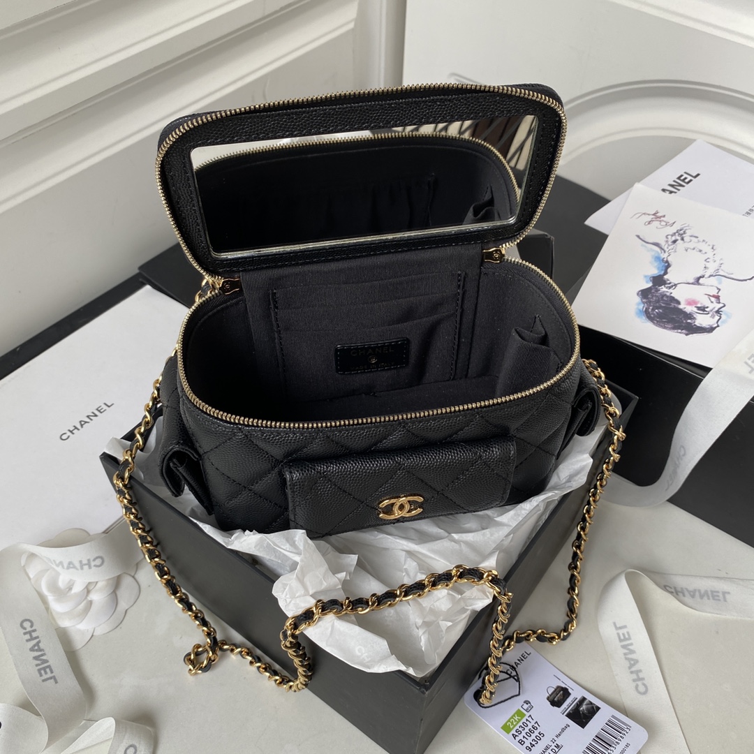 [TOP] CHANEL Vanity Case 23b Grain Calfskin Bag 17*9.5*8cm -GHW- 4 colours