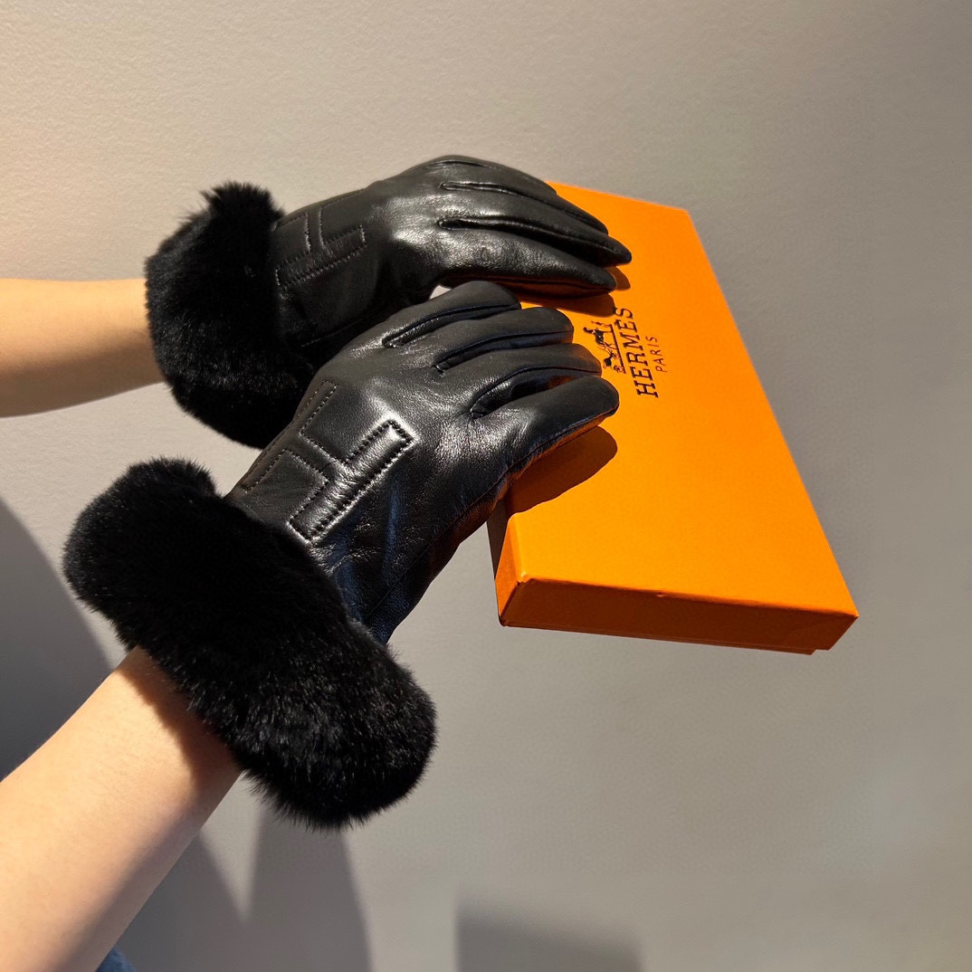 [TOP] HERMES Gloves with Fur