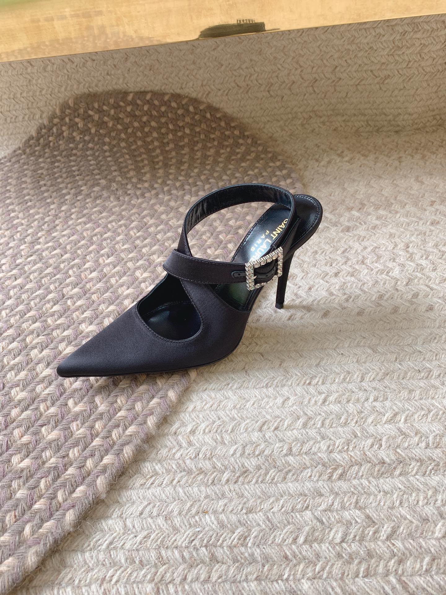 [TOP] Yves Saint Laurent YSL Crepe Forged High Heels - Black -11cm