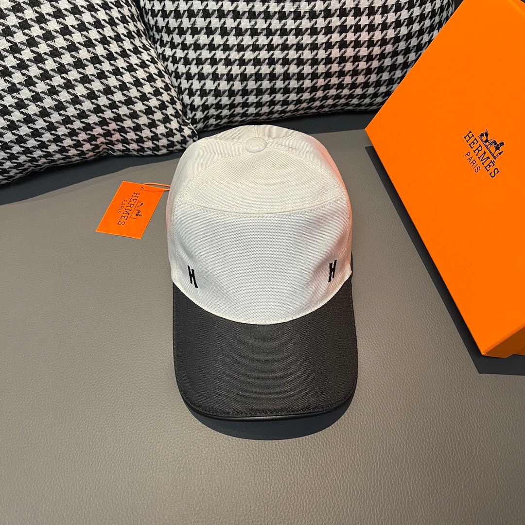 [TOP] HERMES Color - Block H Baseball Cap - 2 Colors