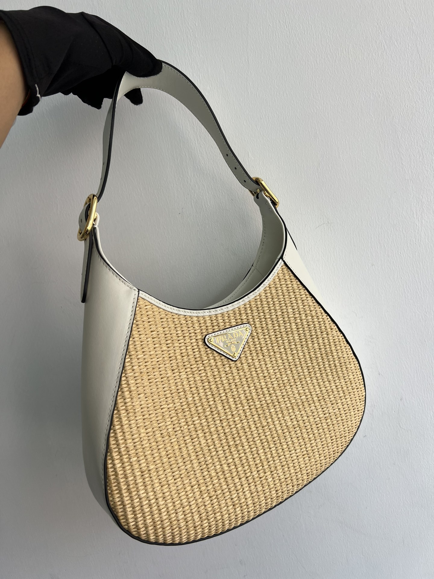 [TOP] PRADA Cleo New Straw Bag 27x19x5cm