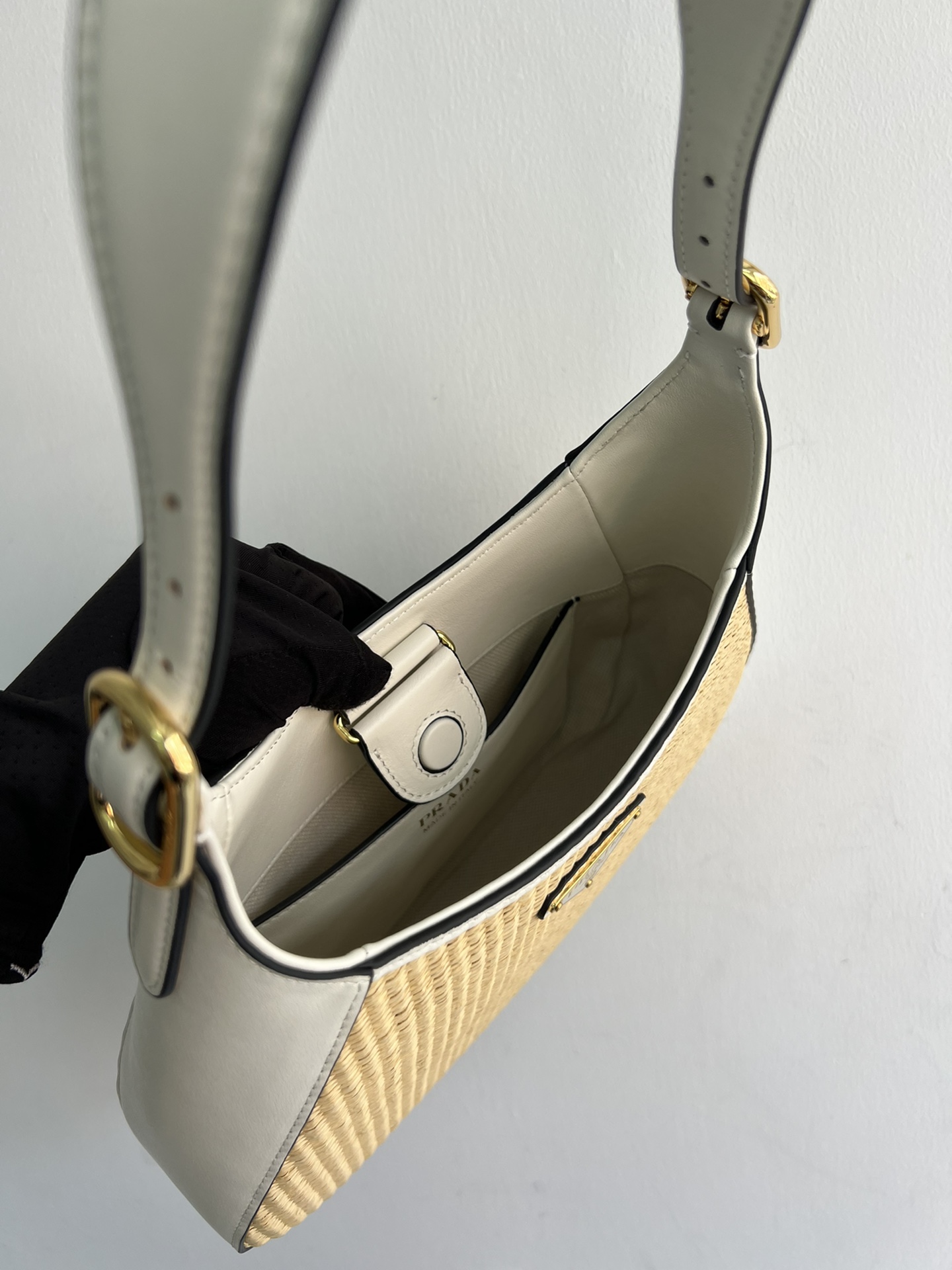 [TOP] PRADA Cleo New Straw Bag 27x19x5cm