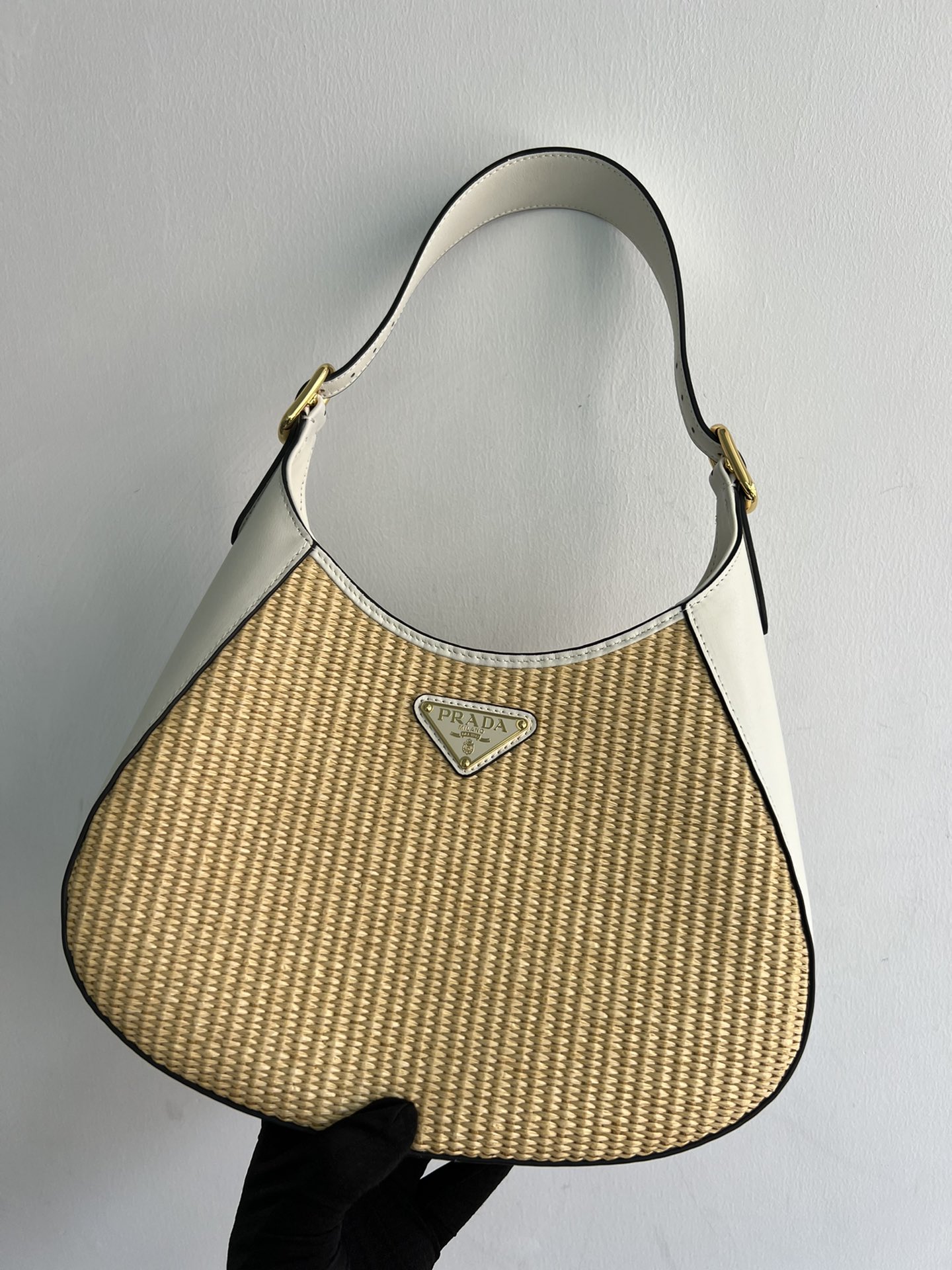 [TOP] PRADA Cleo New Straw Bag 27x19x5cm