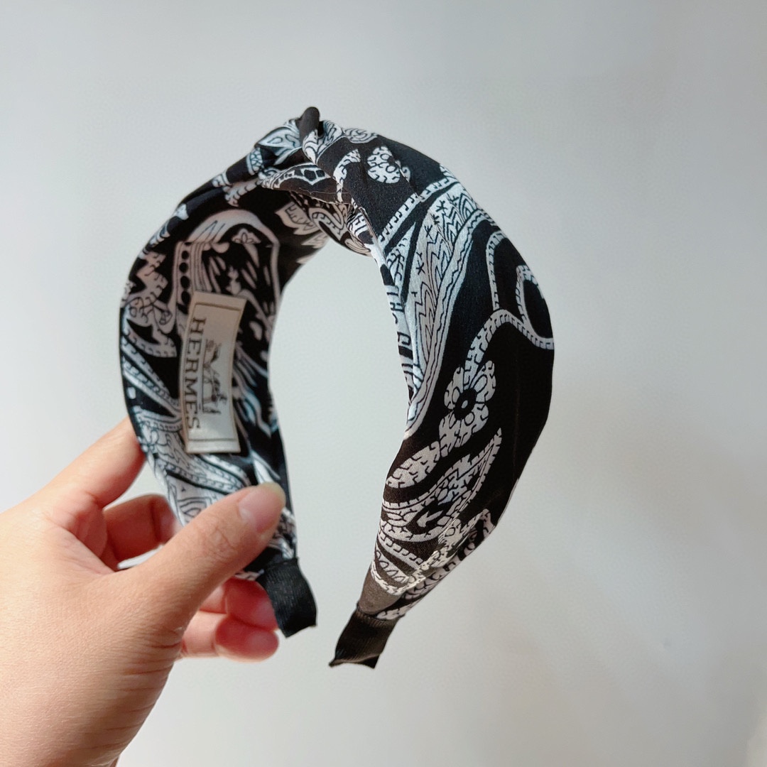[TOP] HERMES Silk Fabric Hair Hoop - 3 Colors